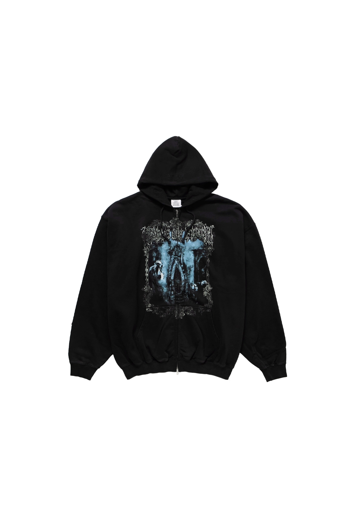 Vetements Cof Butterfly Oversized Zip-Up Hoodie Washed Black