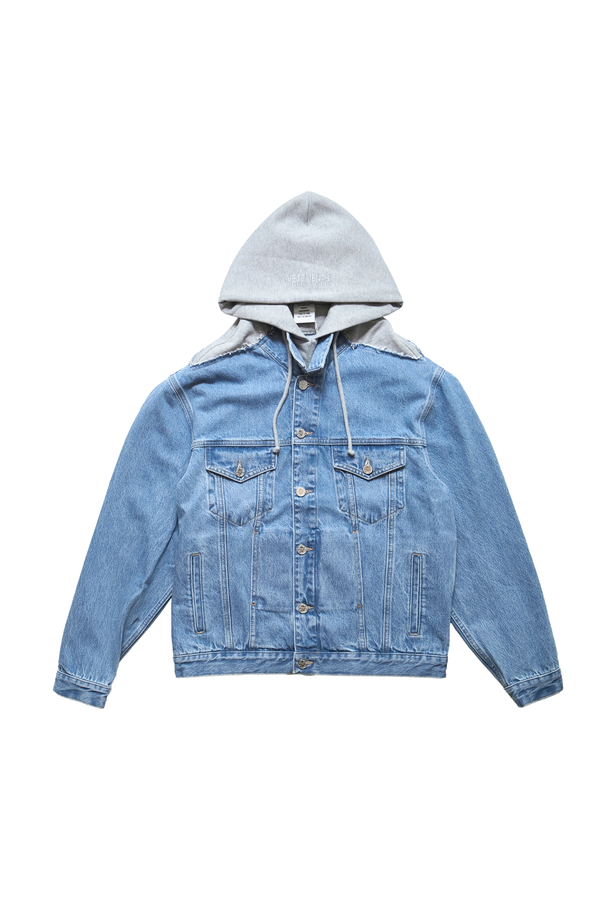 Vetements Deconstructed Hooded Denim Jacket Mid Blue