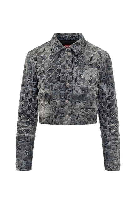 Diesel Distressed Tweed Jacket Grey