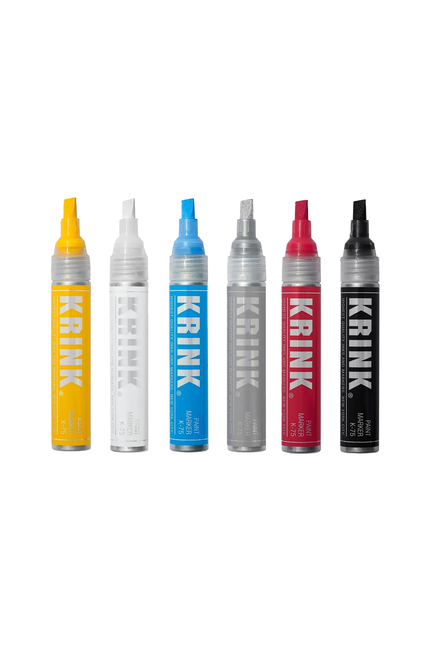 K-75 Paint Marker Box Set: Black, White, Silver, Red, Yellow, Sky Blue