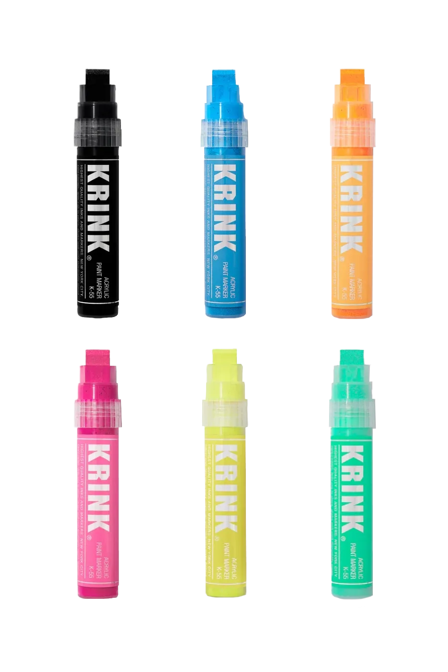 K-55 Paint Marker Box Set: Black, Blue, Orange, Pink, Green, Yellow