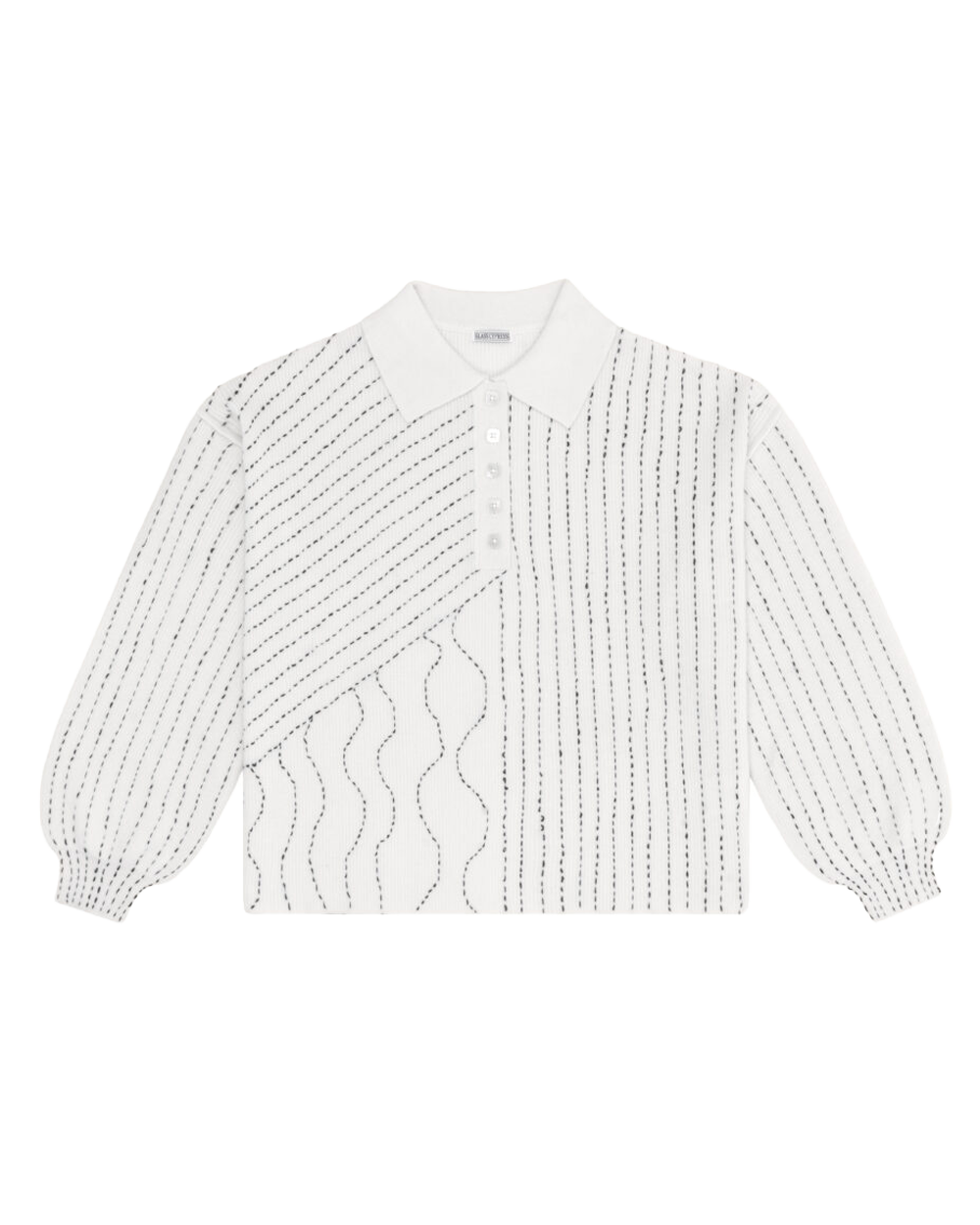Glass Cypress White Embroidered Knit Polo White