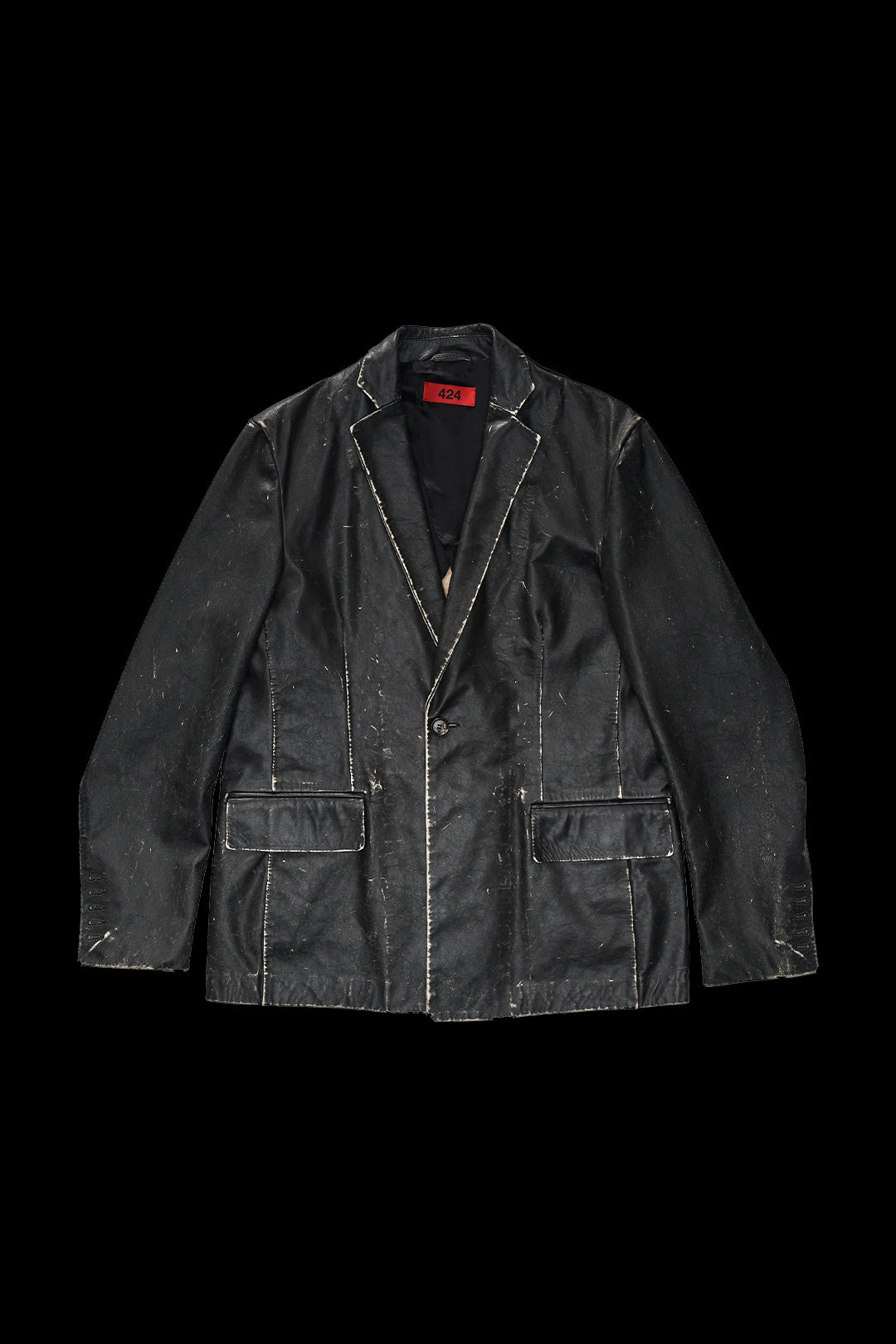 424 Lightweight Leather Jacket Black 3894