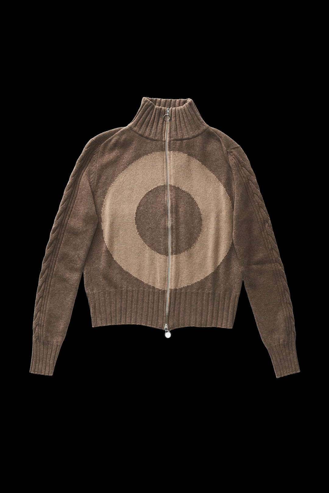 Edward Cuming Zip-Up Mock Neck Window Jacket Brown 667