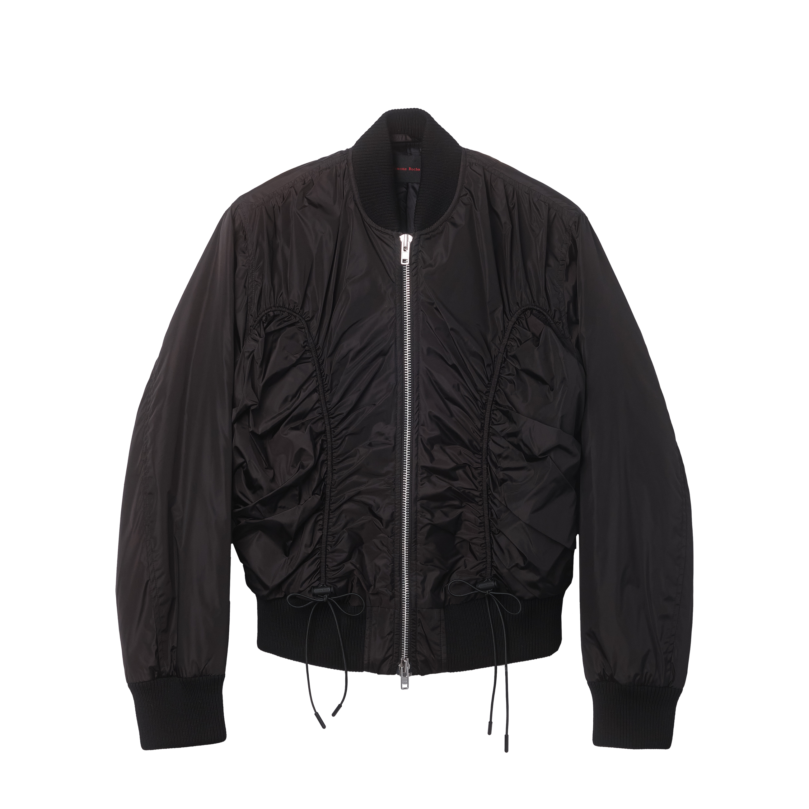 Simone Rocha Classic Nylon Bomber With Ruching Black 6194