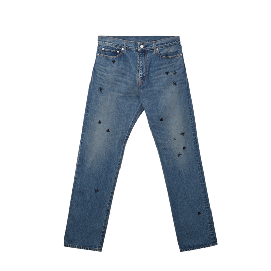 UNDERCOVER DENIM PANTS WITH EMBROIDERY DETAIL INDIGO