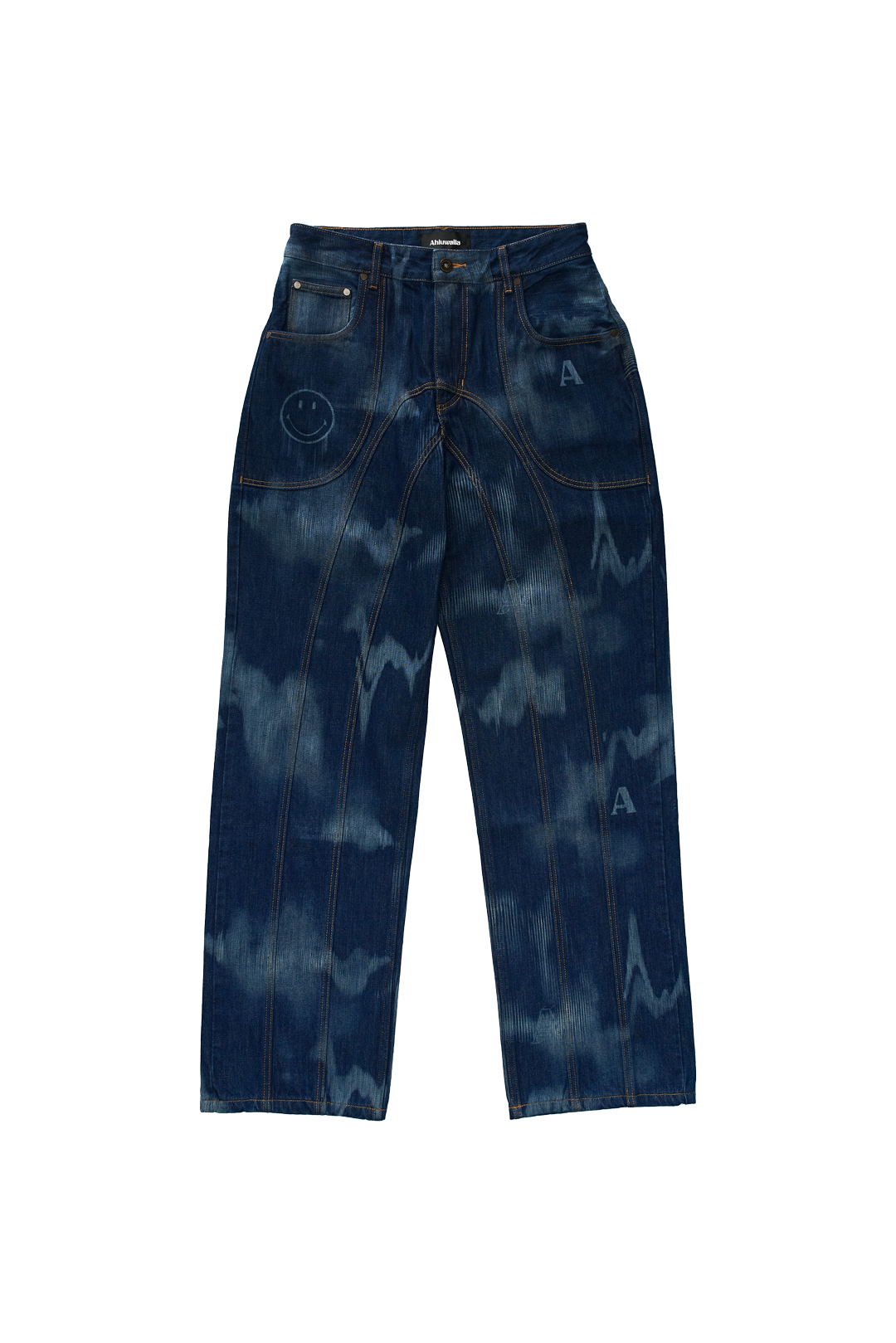 Ahluwalia Soundwave Print Signature Low Rise Jeans Blue 313