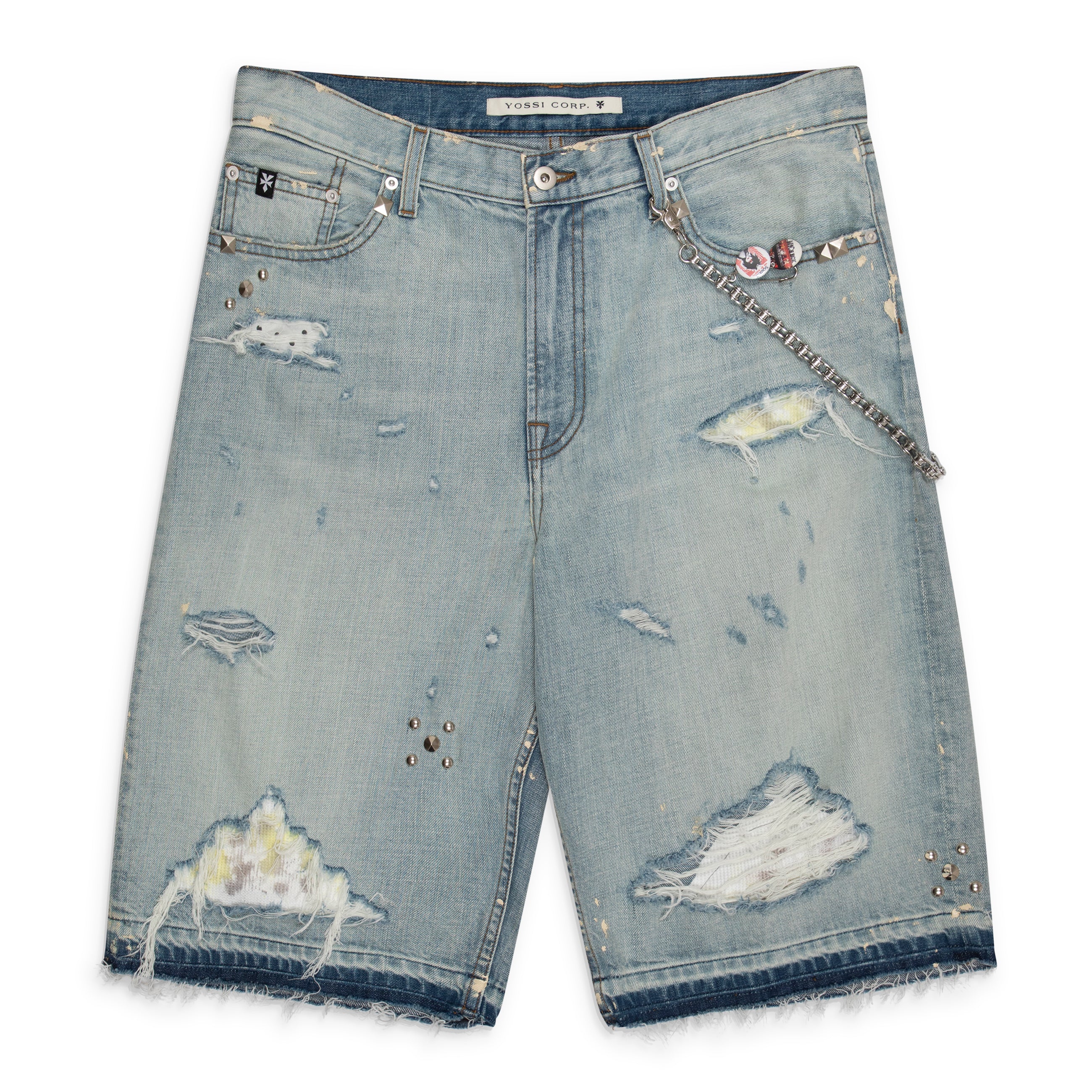 YOSSI CORP St. Mark's Thermal Patched Shorts Blue