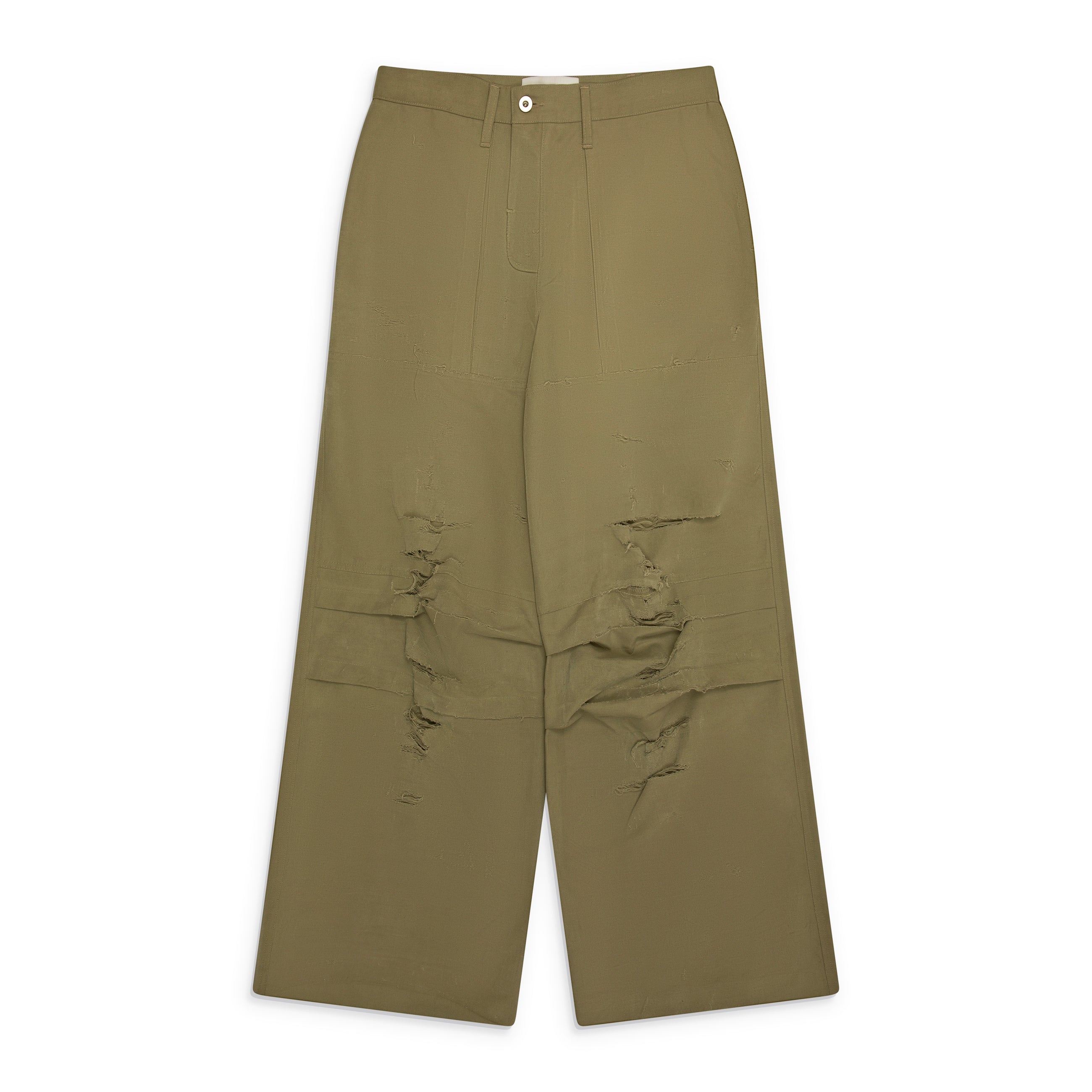 Bryan Jimenez Distressed Uniform Trousers Beige