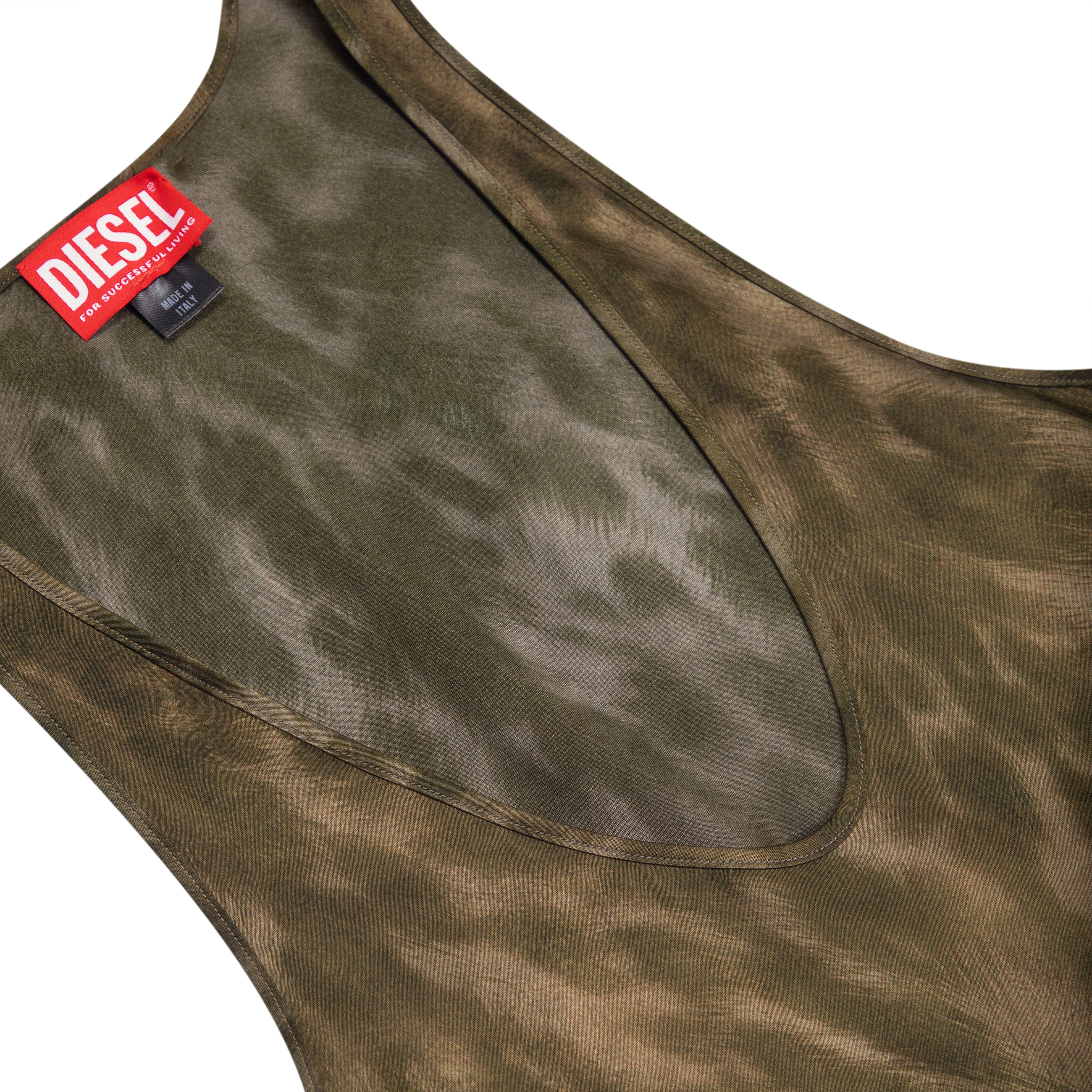 Diesel Printed Satin Short Dress Green