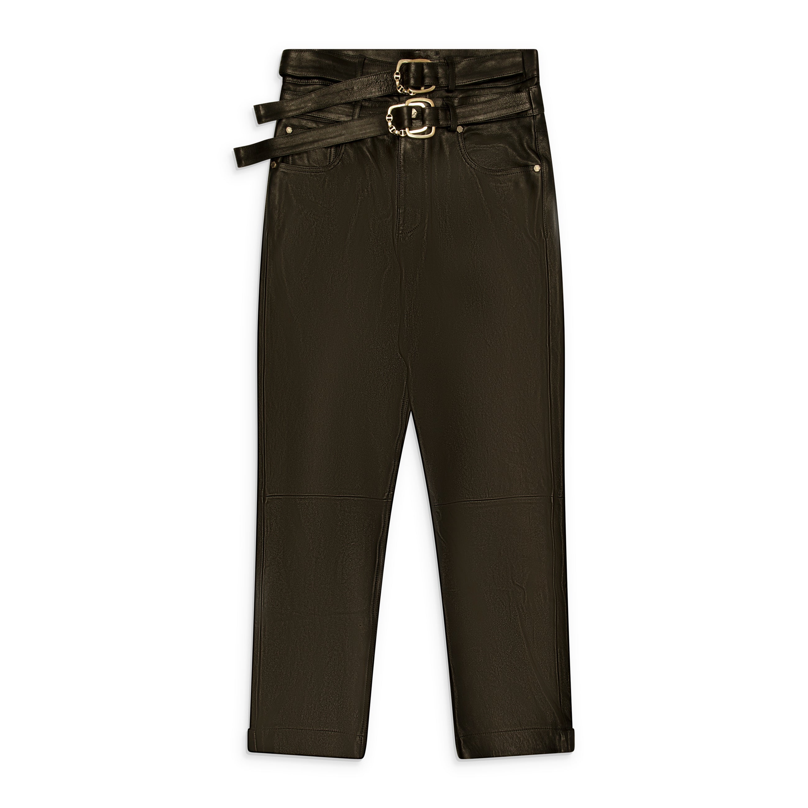 424 x Hoorsenbuhs Leather Fivepocket With Double Belt Black