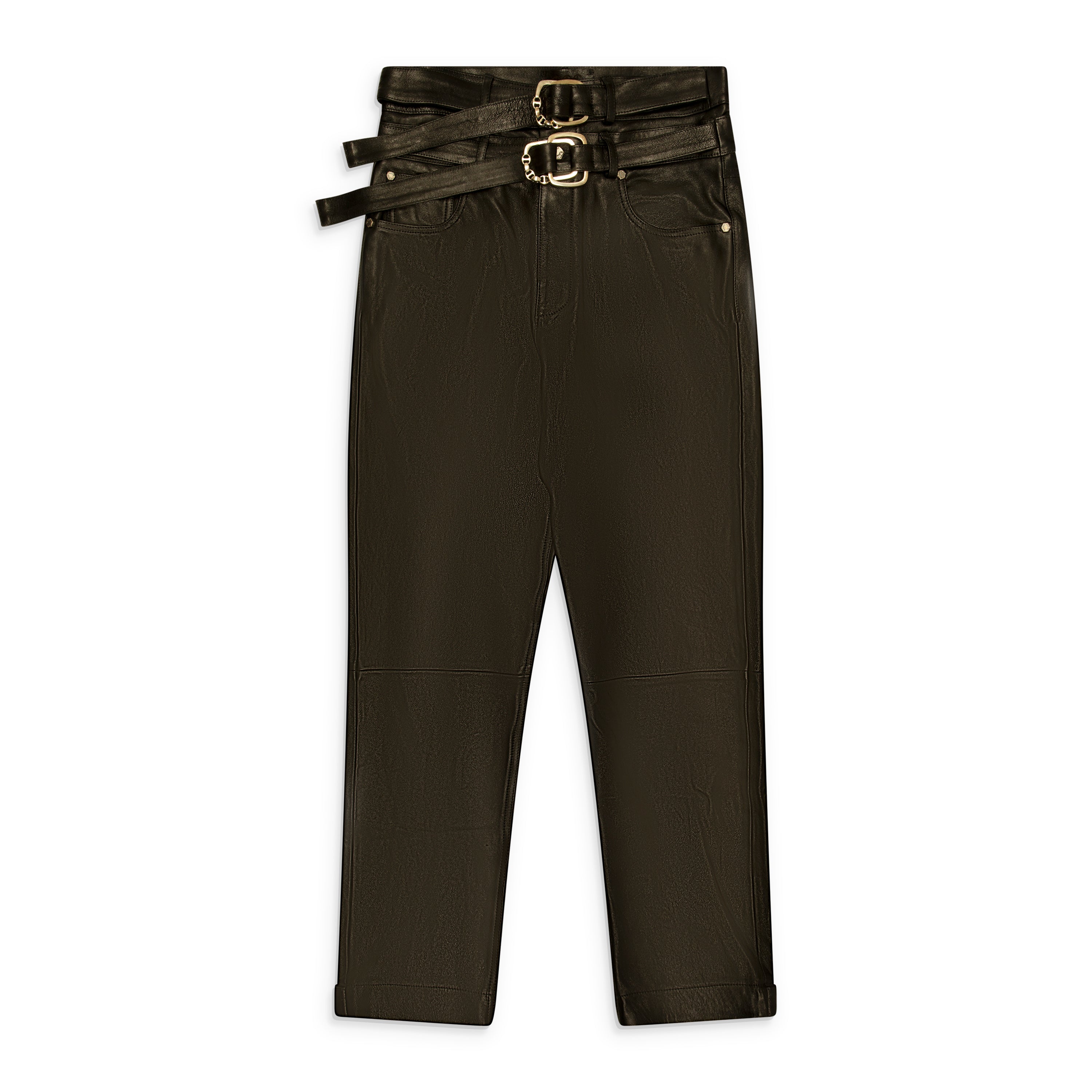 424 x Hoorsenbuhs Leather Fivepocket With Double Belt Black