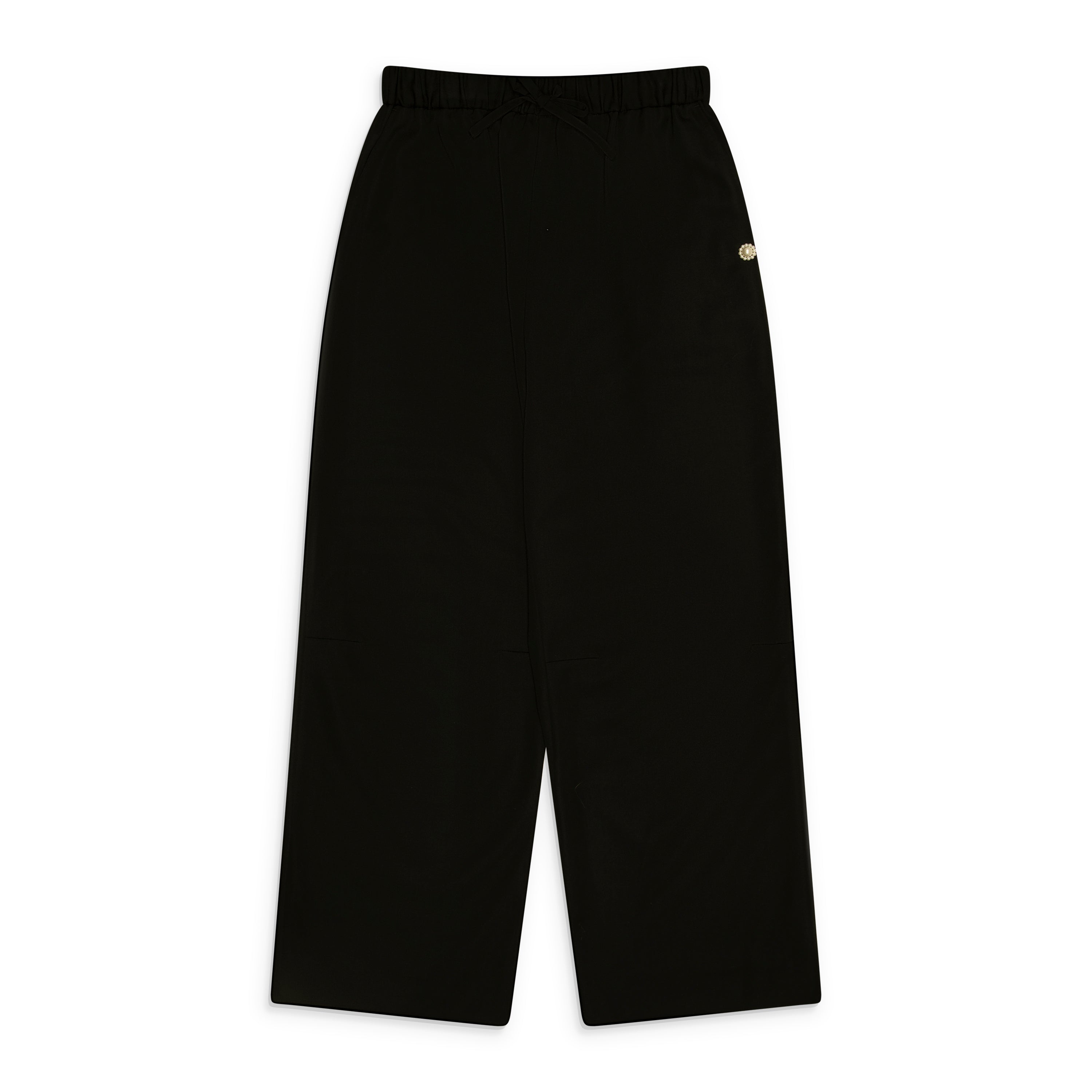 Simone Rocha Elasticated Knee Pleat Trousers W/ Daisy Black