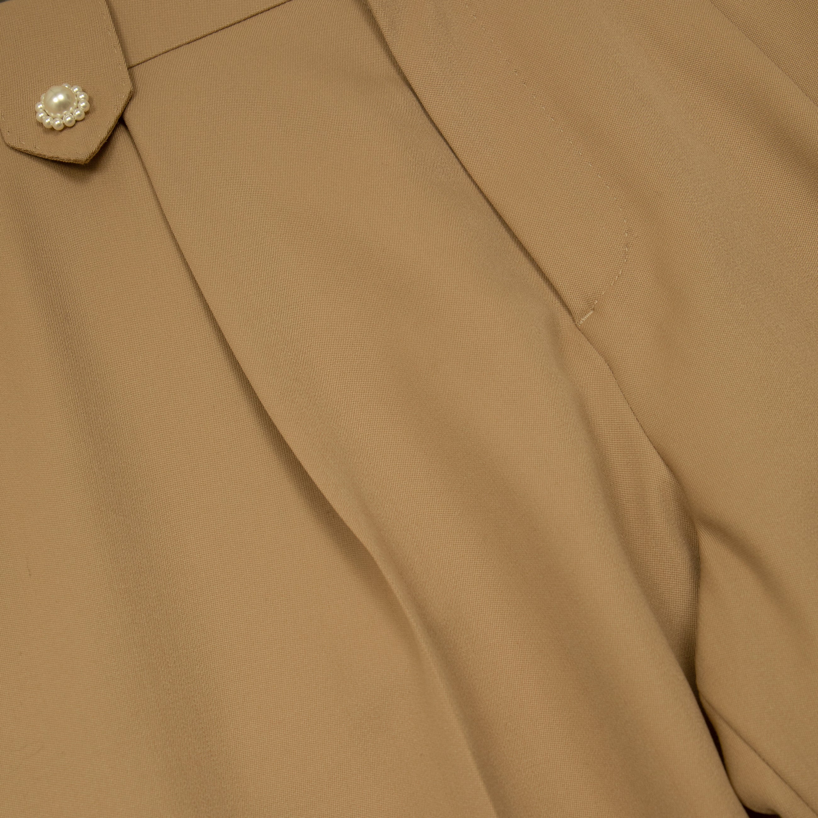 Simone Rocha Wide Leg Belt Loop Tab Trousers W/ Daisy Beige