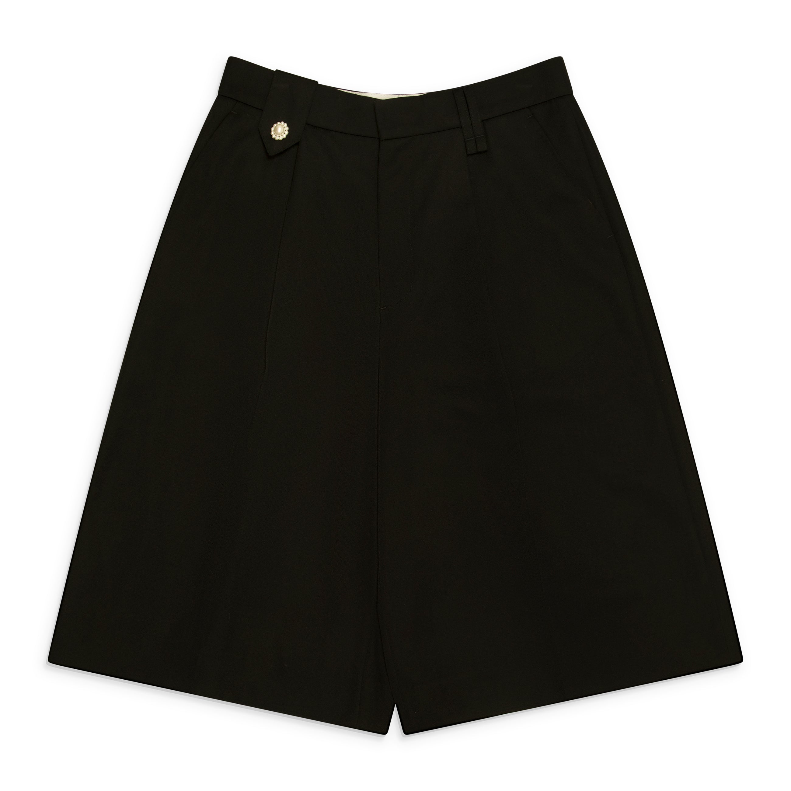 Simone Rocha Tailored Wide Leg Belt Loop Tab Shorts W/ Daisy Black