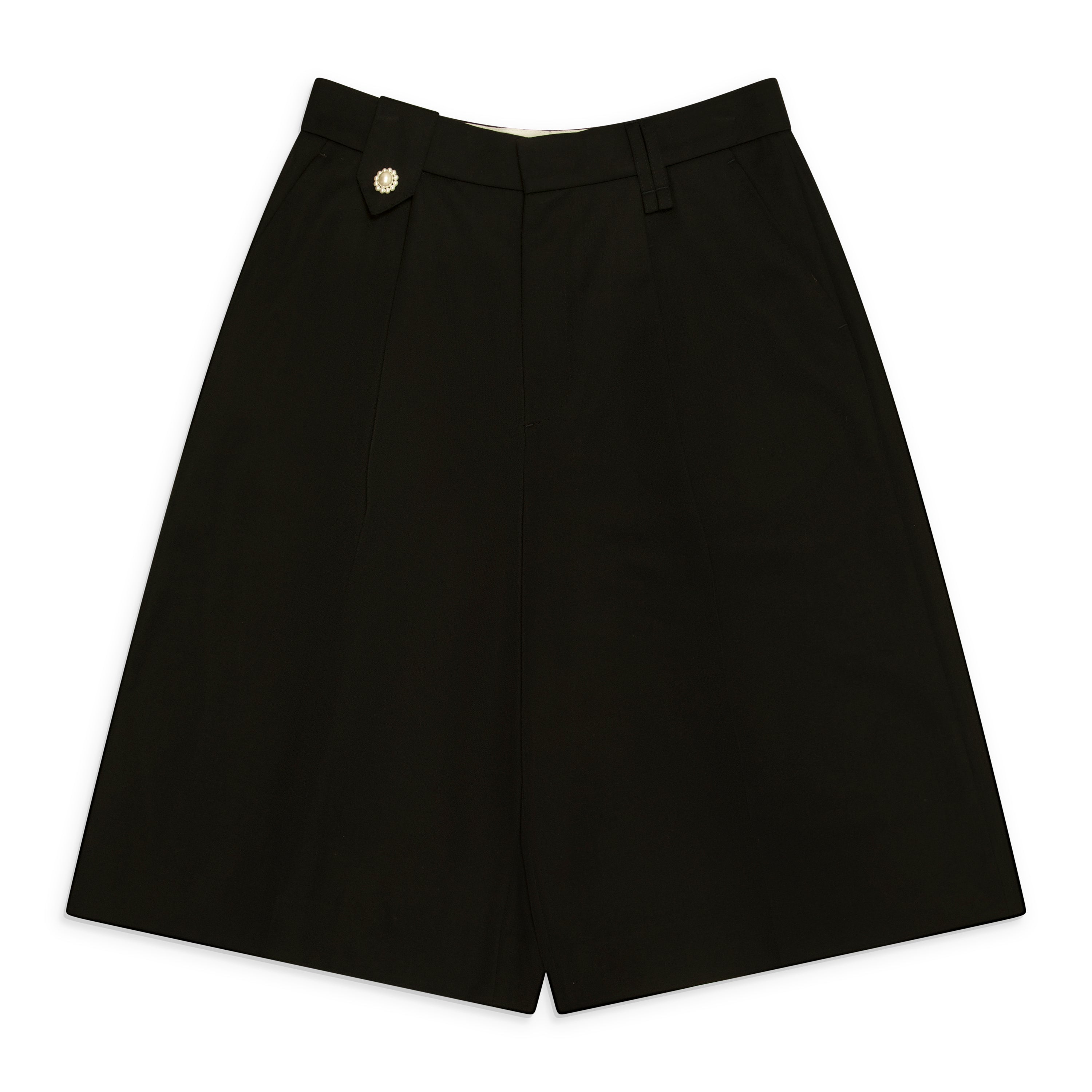 Simone Rocha Tailored Wide Leg Belt Loop Tab Shorts W/ Daisy Black