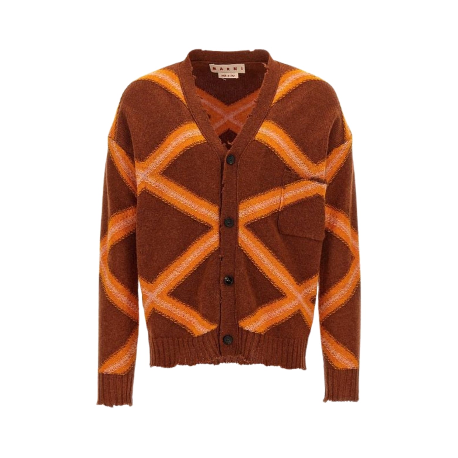 Marni Macro Argyle Cardigan Orange 10561