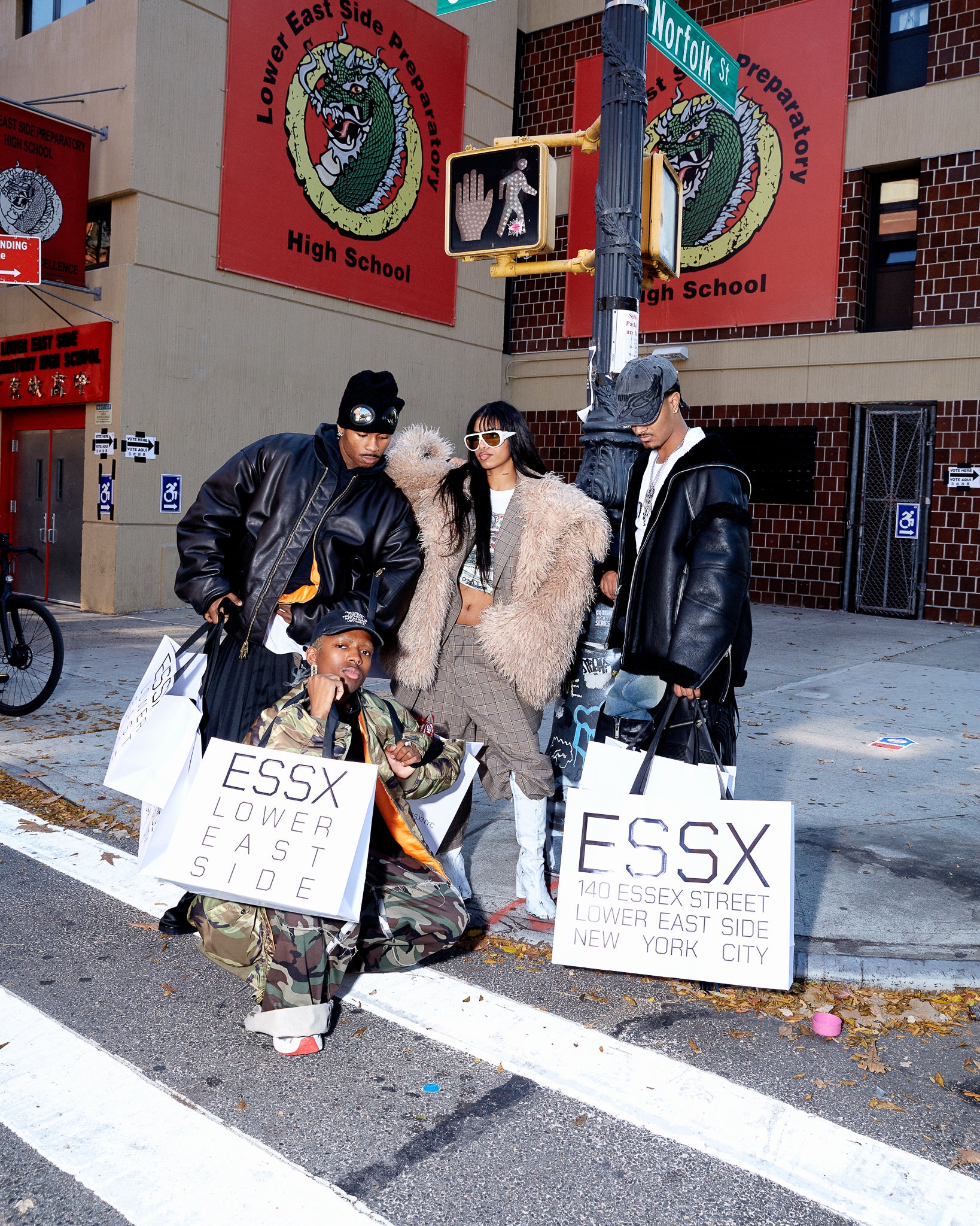 A person wearing incredibly styled clothes from ESSX NYC