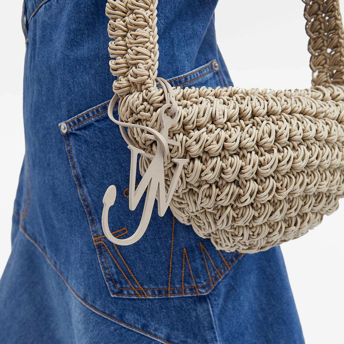 JW Anderson Popcorn Sling Crossbody Bag Grey