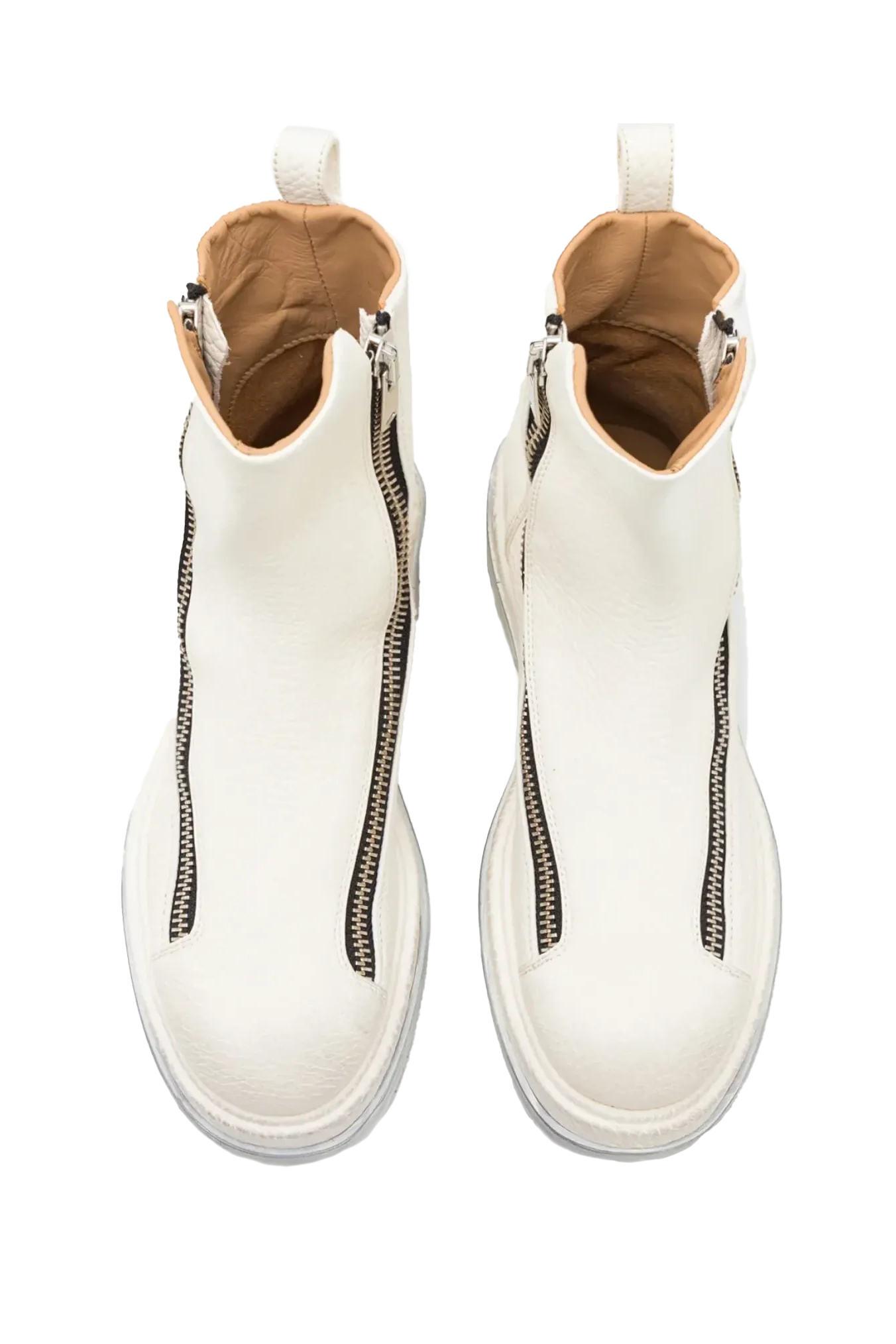 424 Double Zipper Boots In White