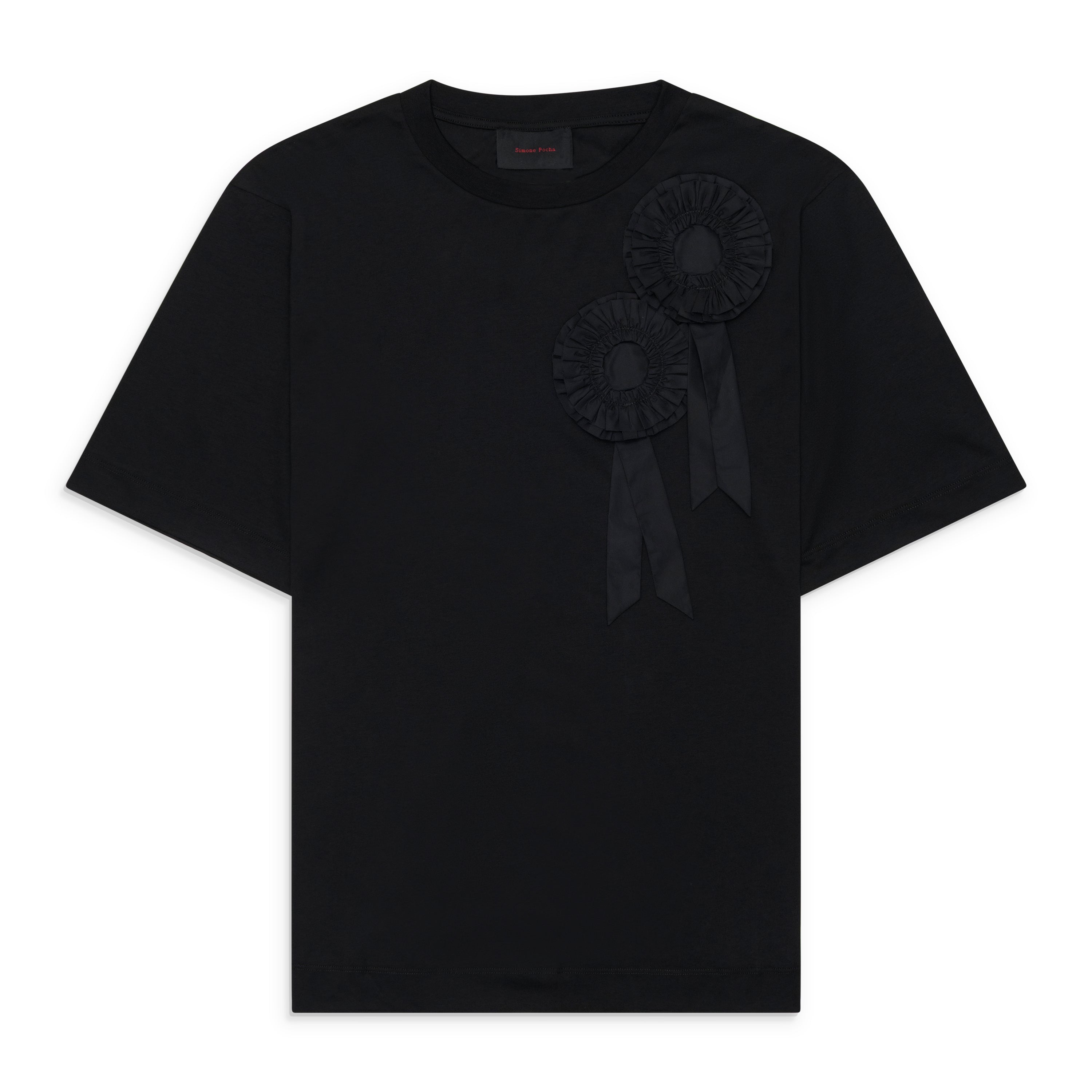Simone Rocha Ruffle Rosette Boxy T-Shirt Black