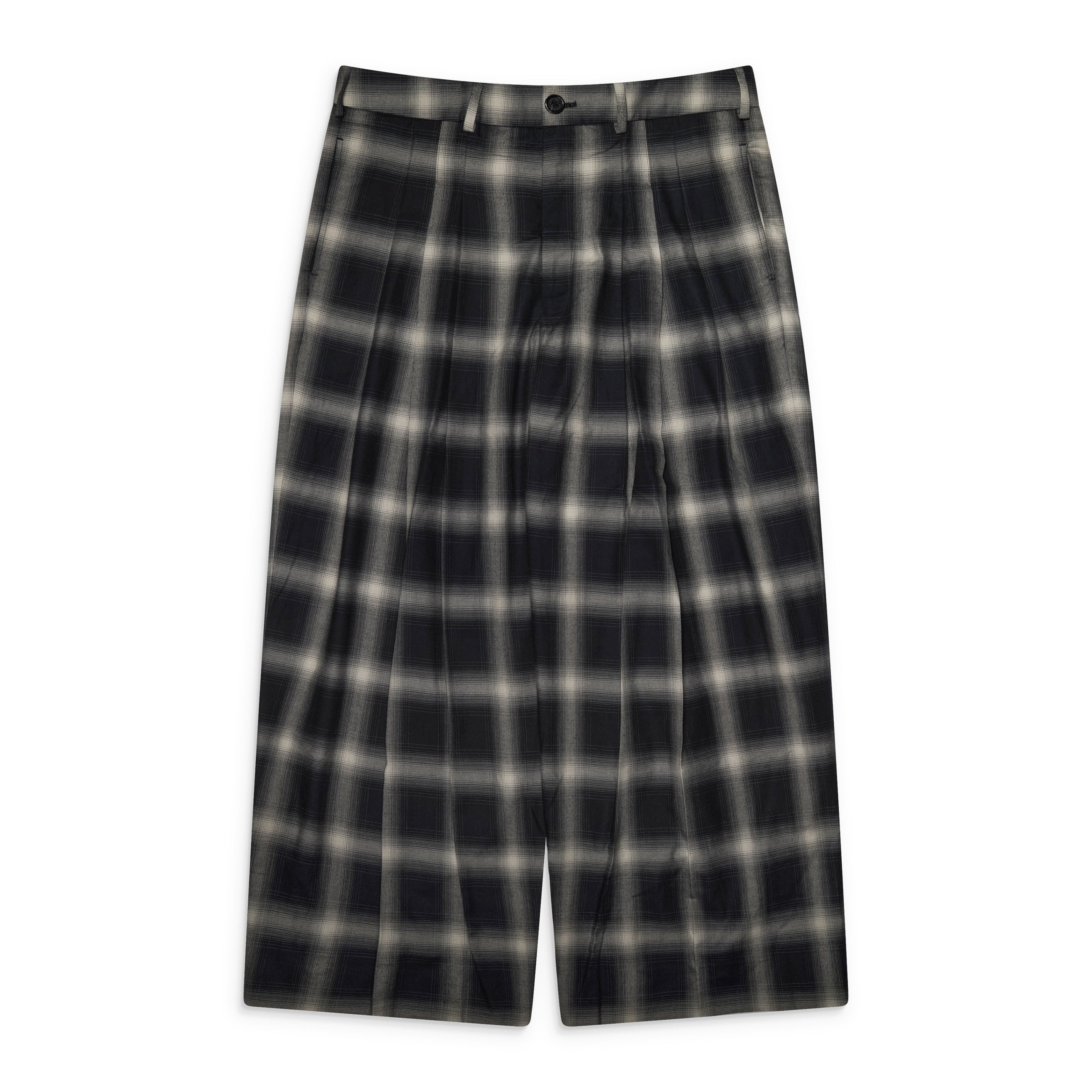 Lu'u Dan Triple Pleat Plaid Trousers Black