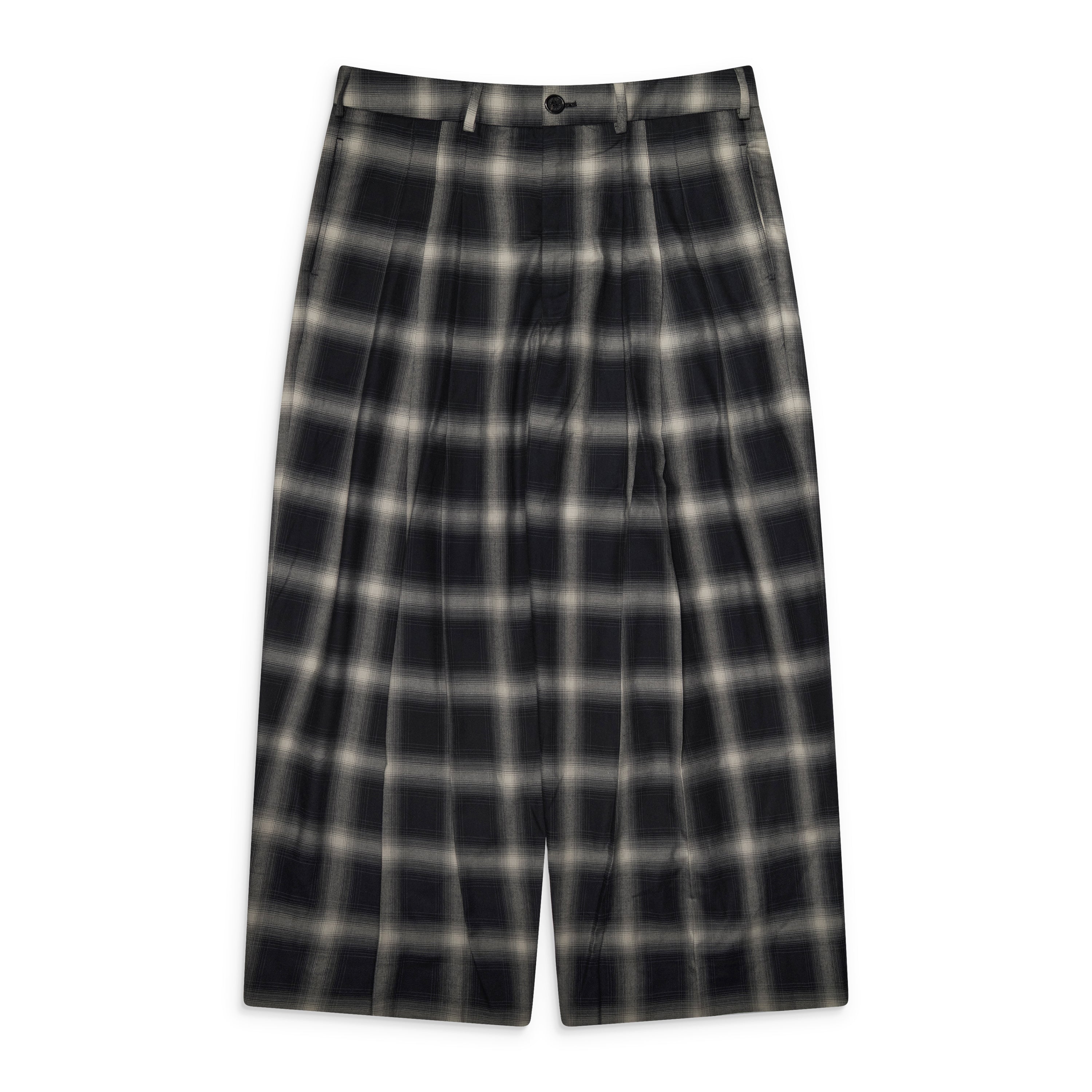 Lu'u Dan Triple Pleat Plaid Trousers Black