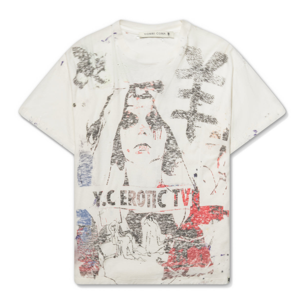 YOSSI CORP Erotic Tv All Over Printed Tshirt White