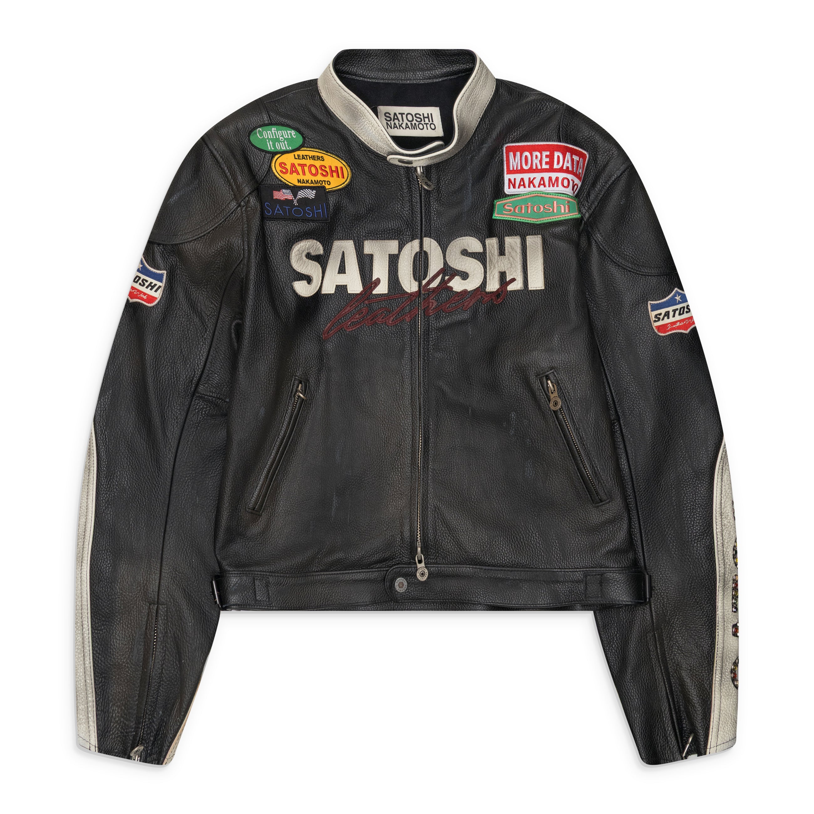 Satoshi Nakamoto Truck Stop Leather Jacket Black