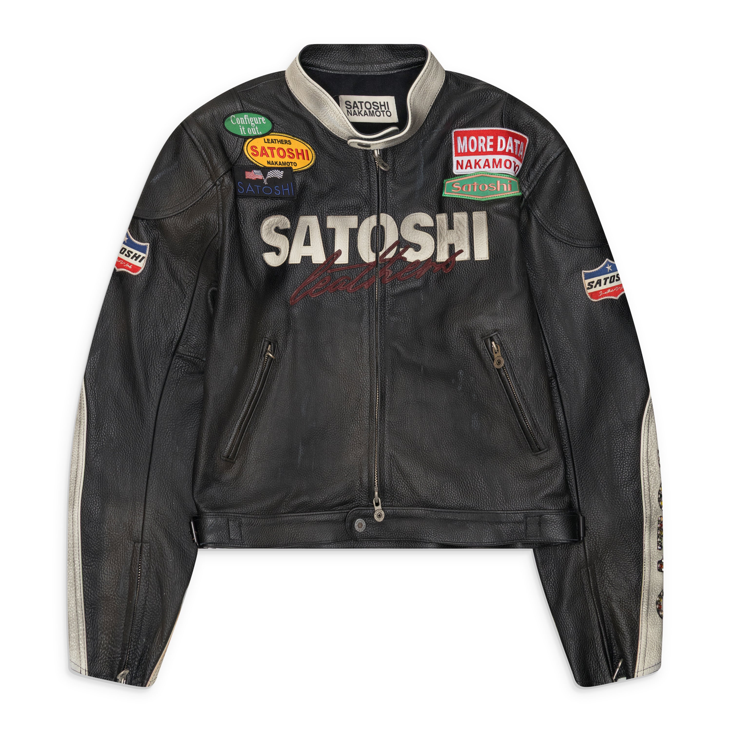Satoshi Nakamoto Truck Stop Leather Jacket Black