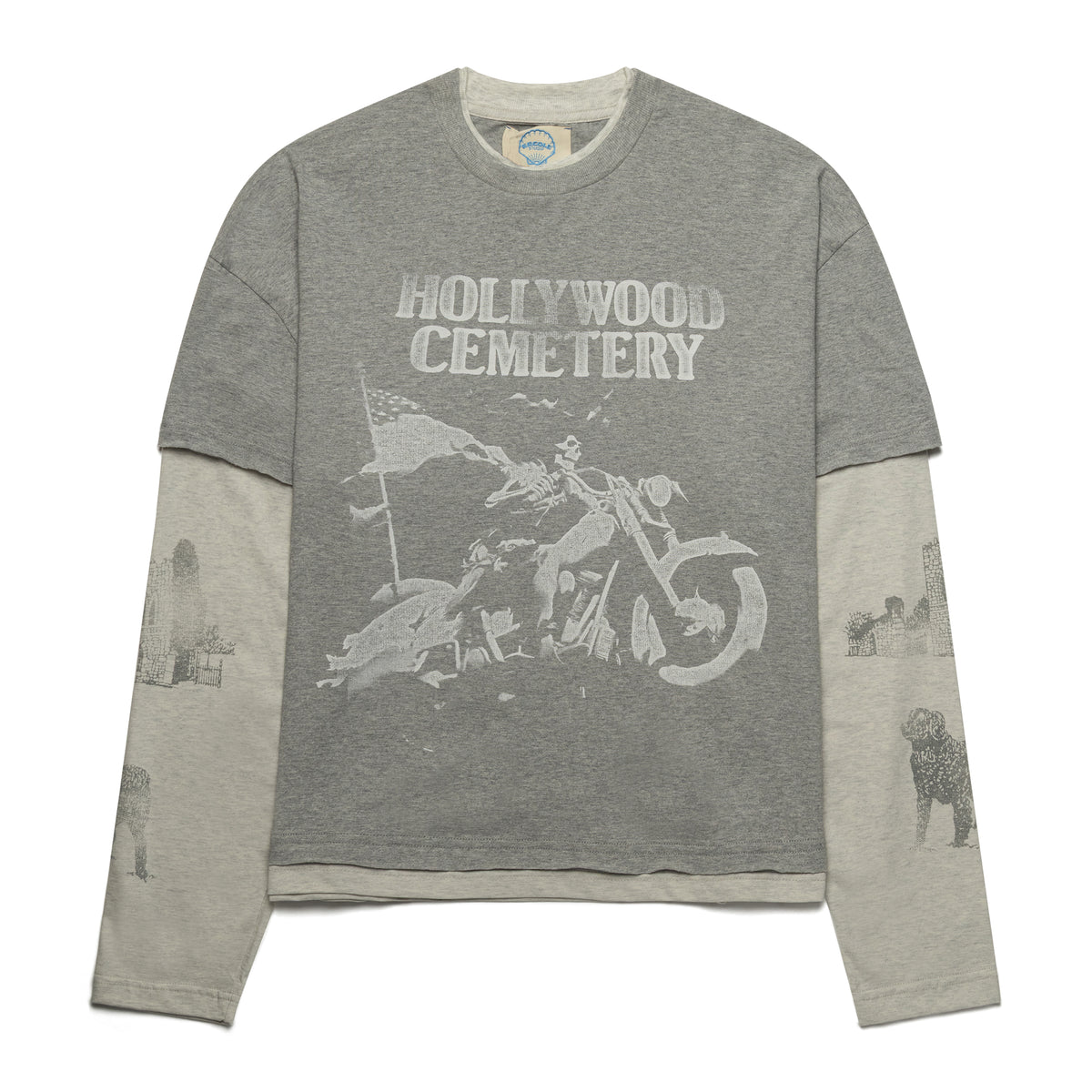 Ercole Studio Hollywood Cemetery Double Layer Boxy Tee Heather