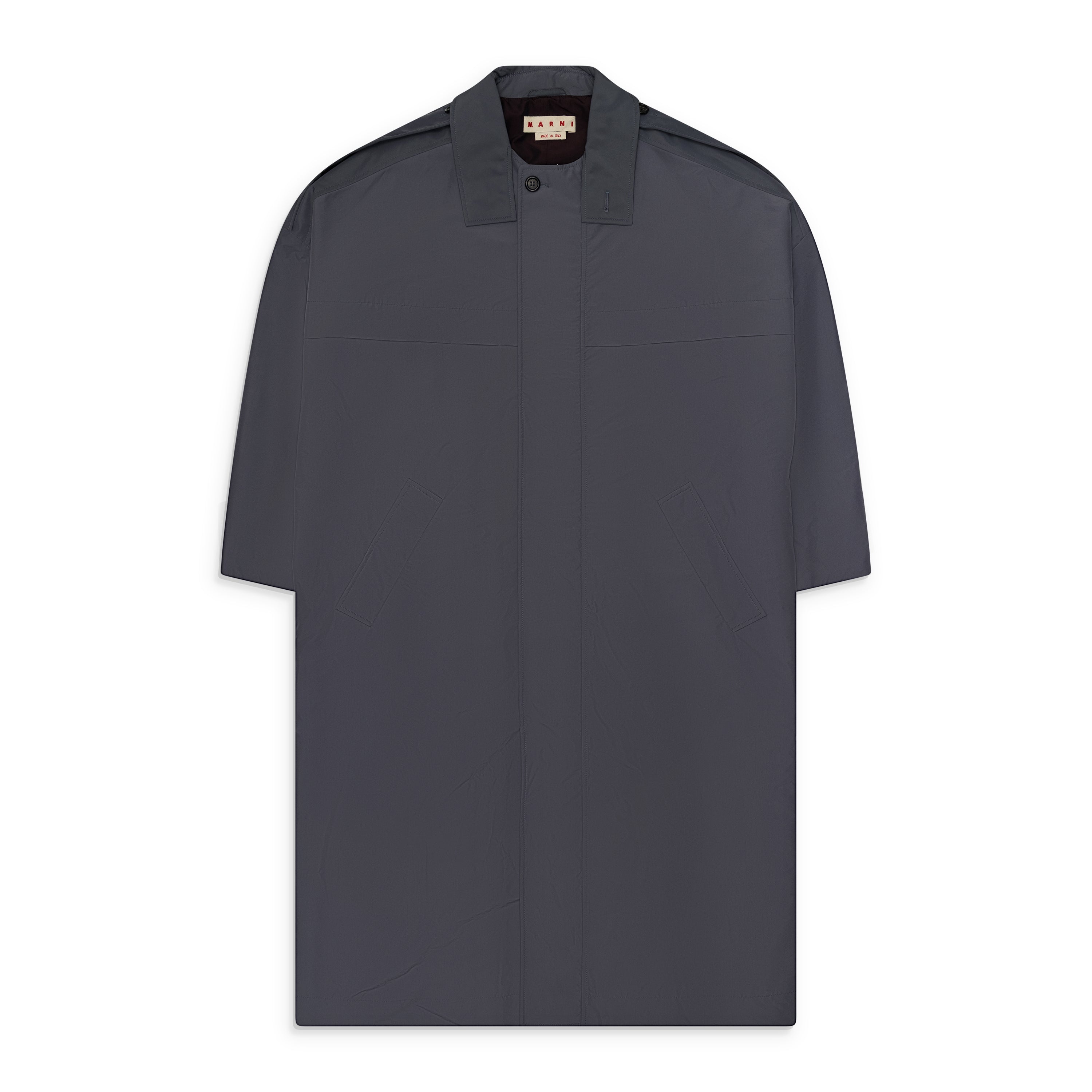 Marni Crinkled Blend Nylon Coat Dark Ash