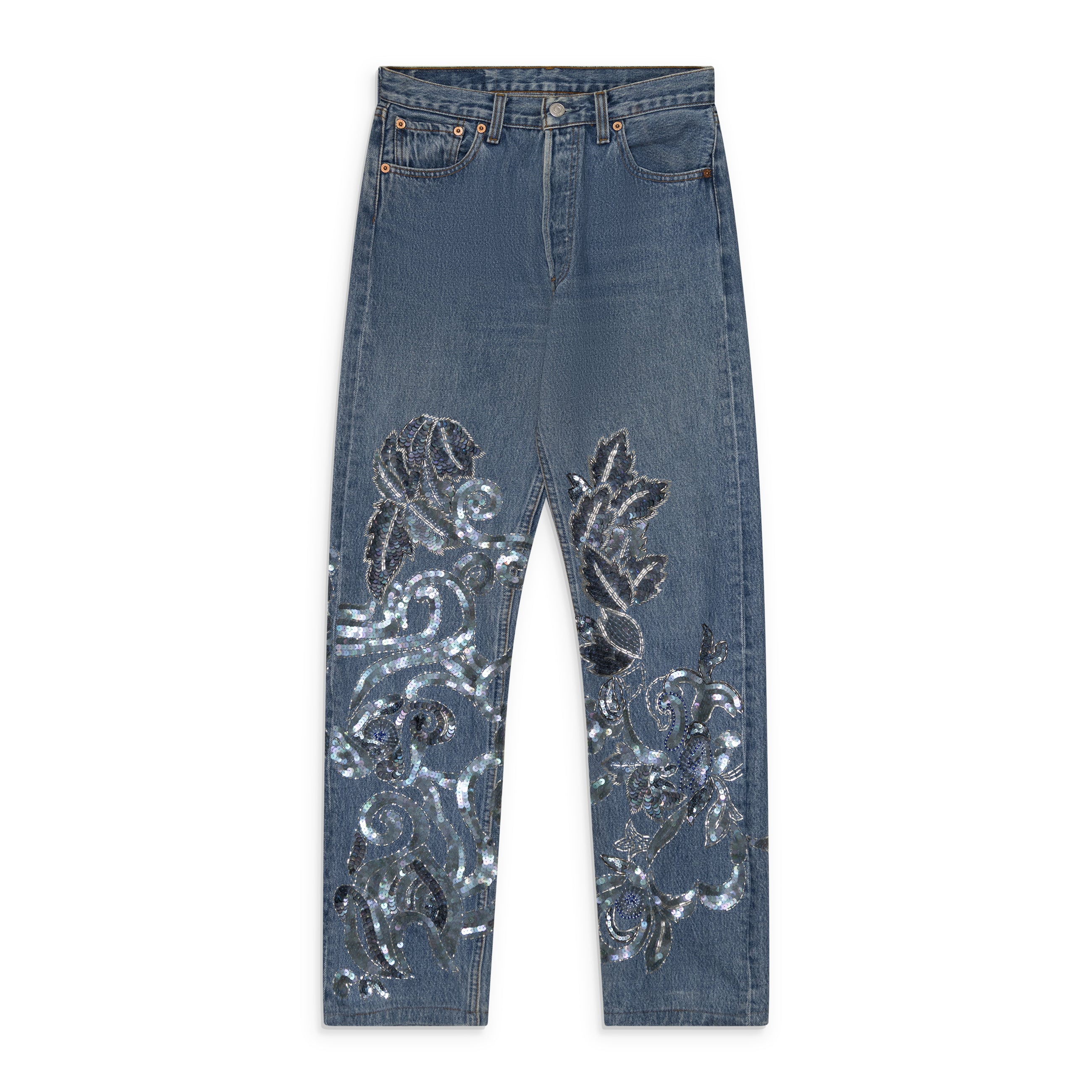 Conner Ives Vintage Sequin Jeans Blue