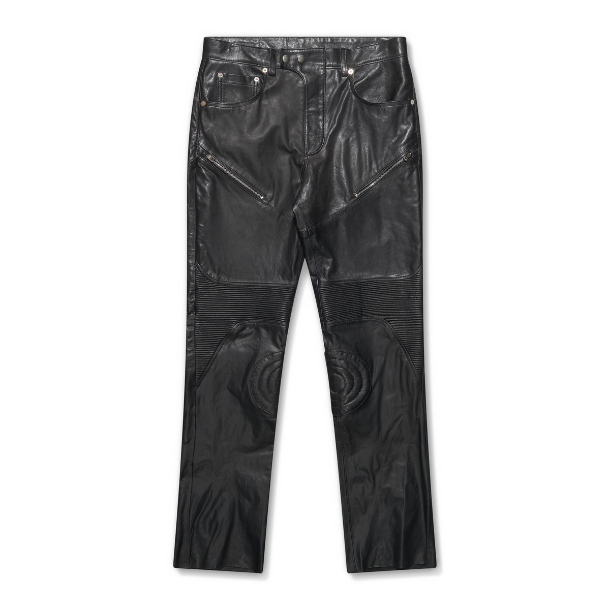 YOSSI CORP Leather Moto Pants Black