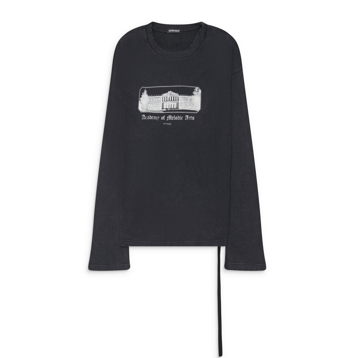 Ann Demeulemeester Emil Relax Fit Long Sleeve Boxy T-Shirt With "Academy" Print Black