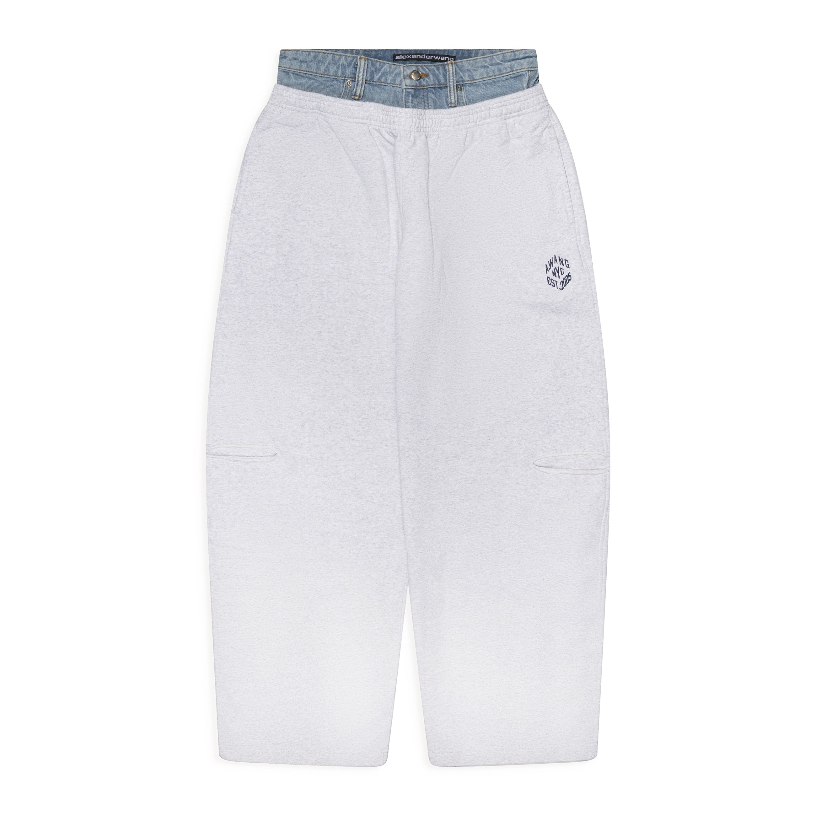 Alexander Wang Slashed Sweatpant W/ Denim Waistband Gray