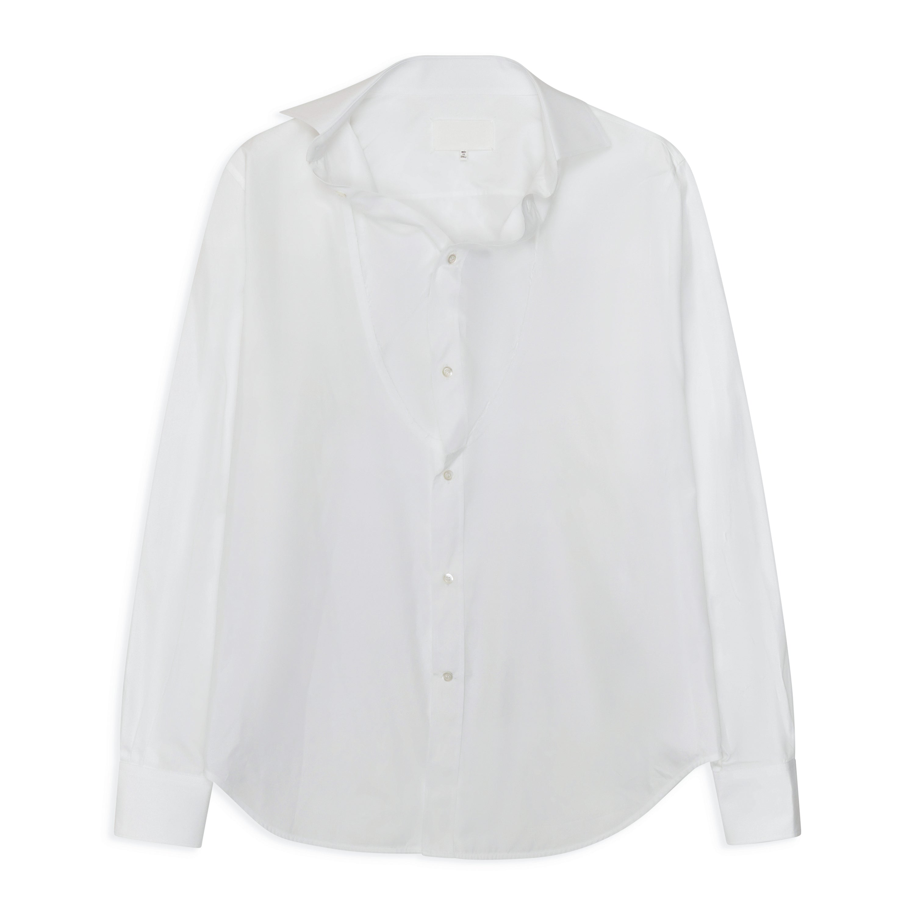 Maison Margiela Open Collar Long Sleeve Shirt White