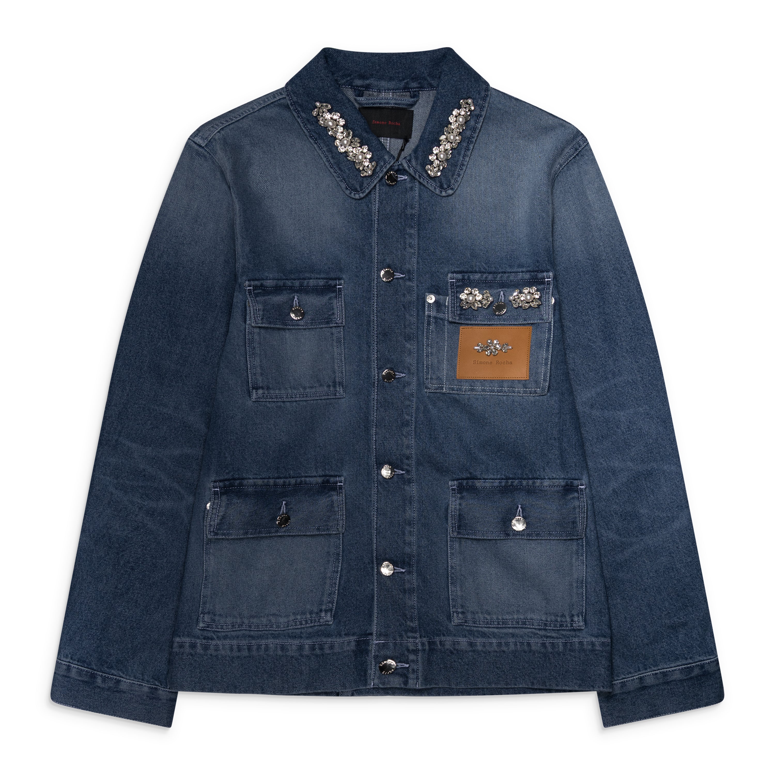 Simone Rocha Multi Pocket Workwear Jacket W/ Emb Blue
