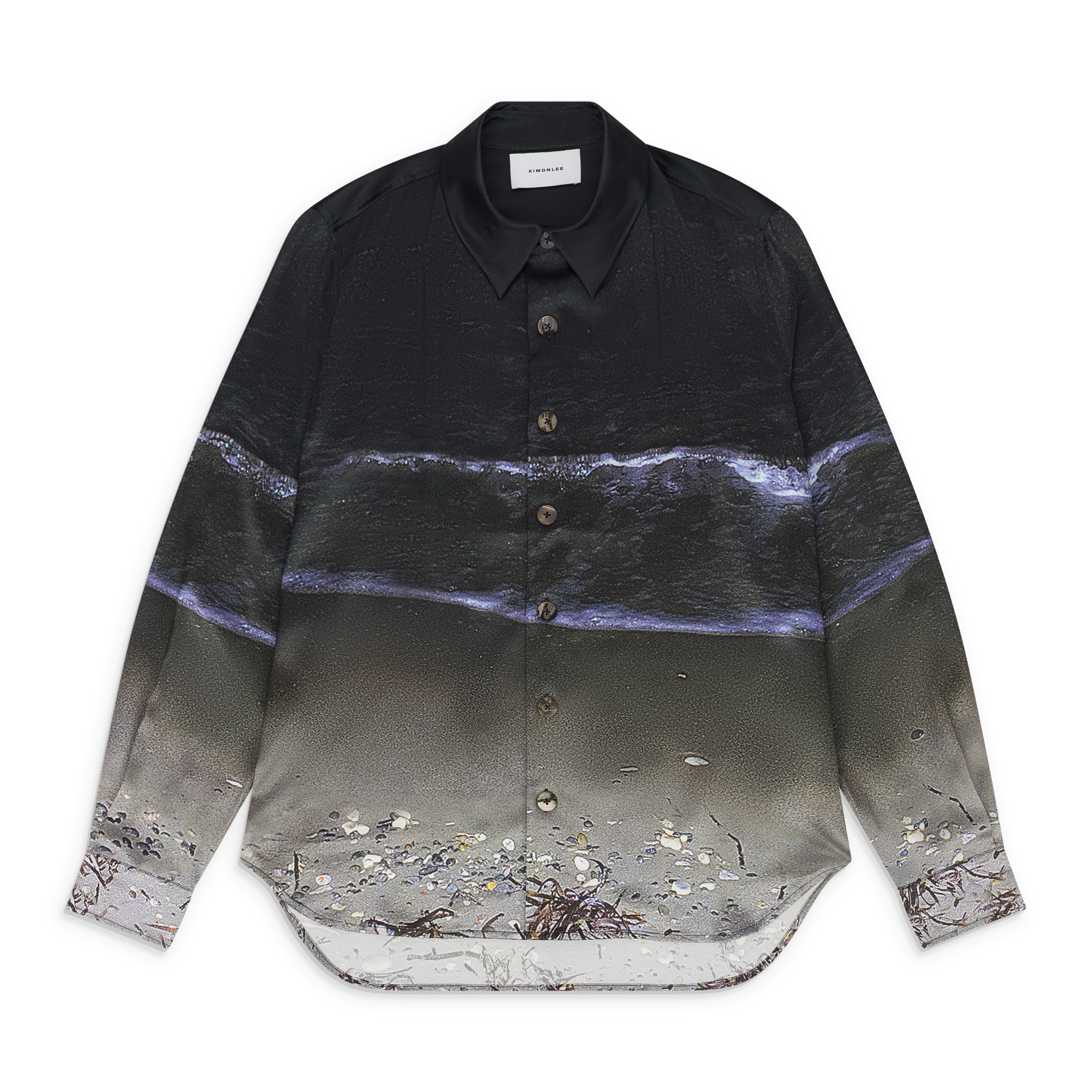 Ximon Lee Print Silk Shirt Night Shore