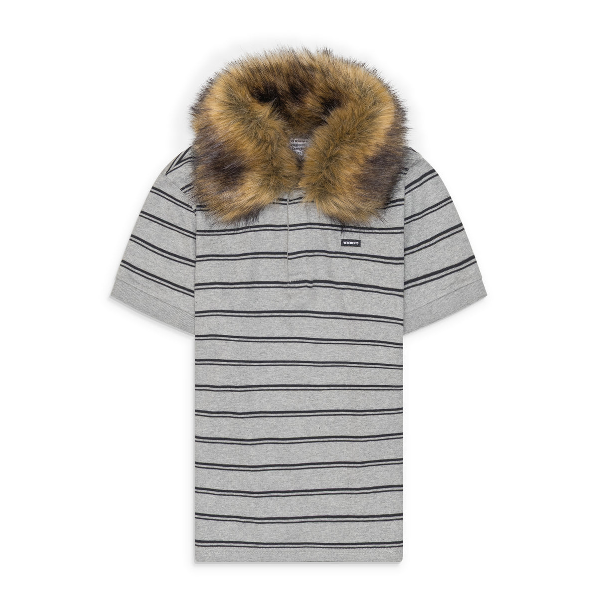 Vetements Fitted Polo With Detachable Fur Collar Blue