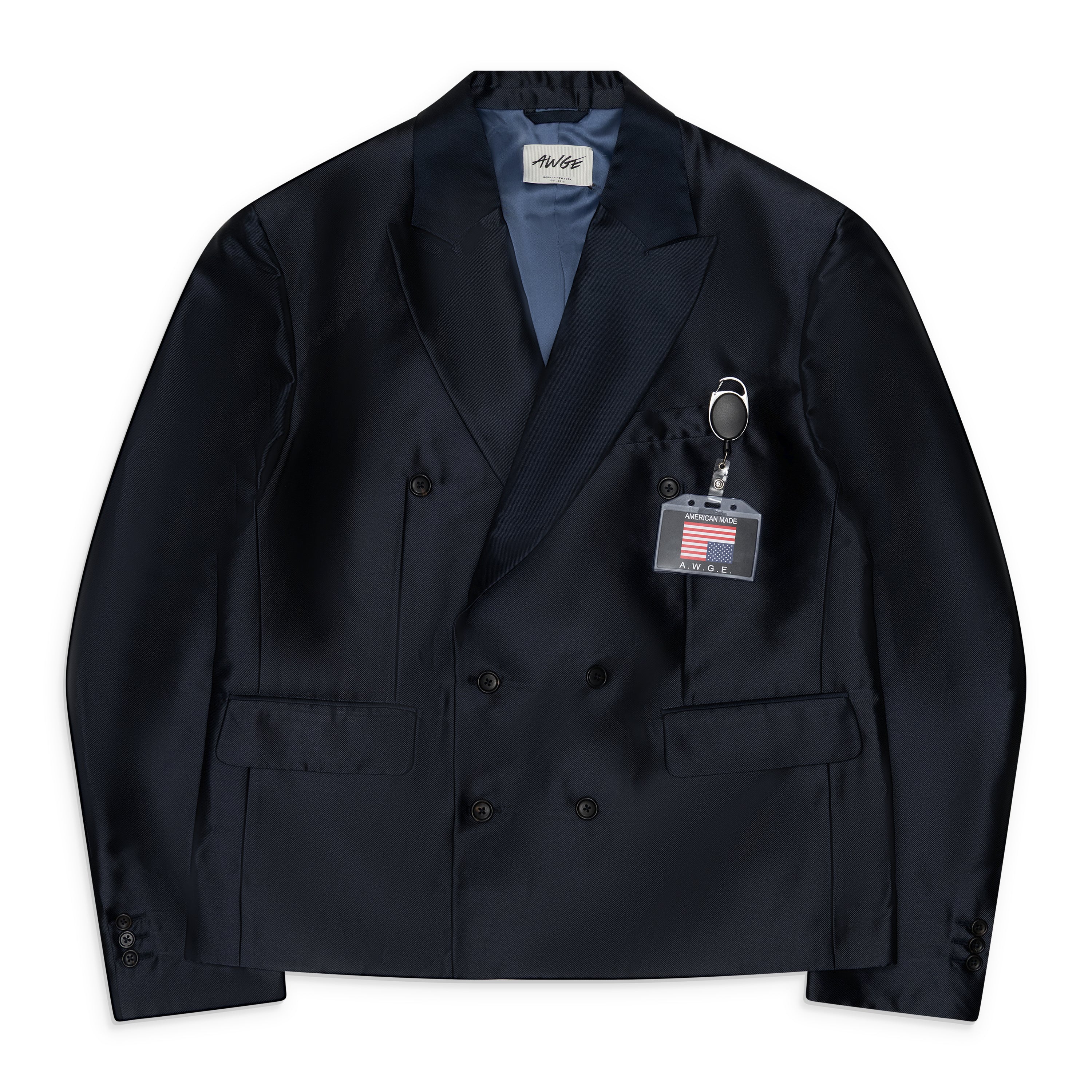 AWGE Double-Breasted Blazer Iridescent Blue