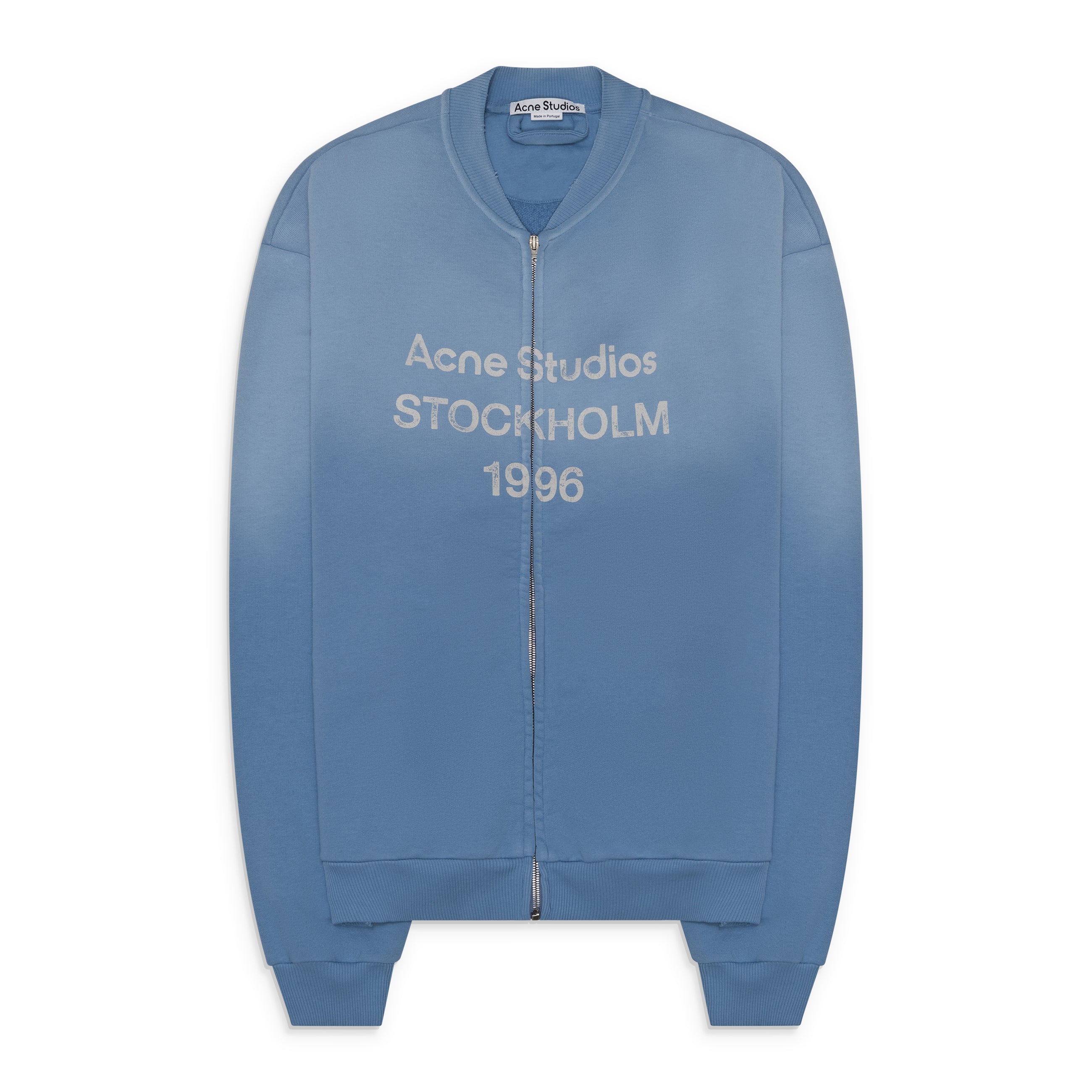 Acne Studios Logo Zip Up Sweatshirt Cornflower Blue