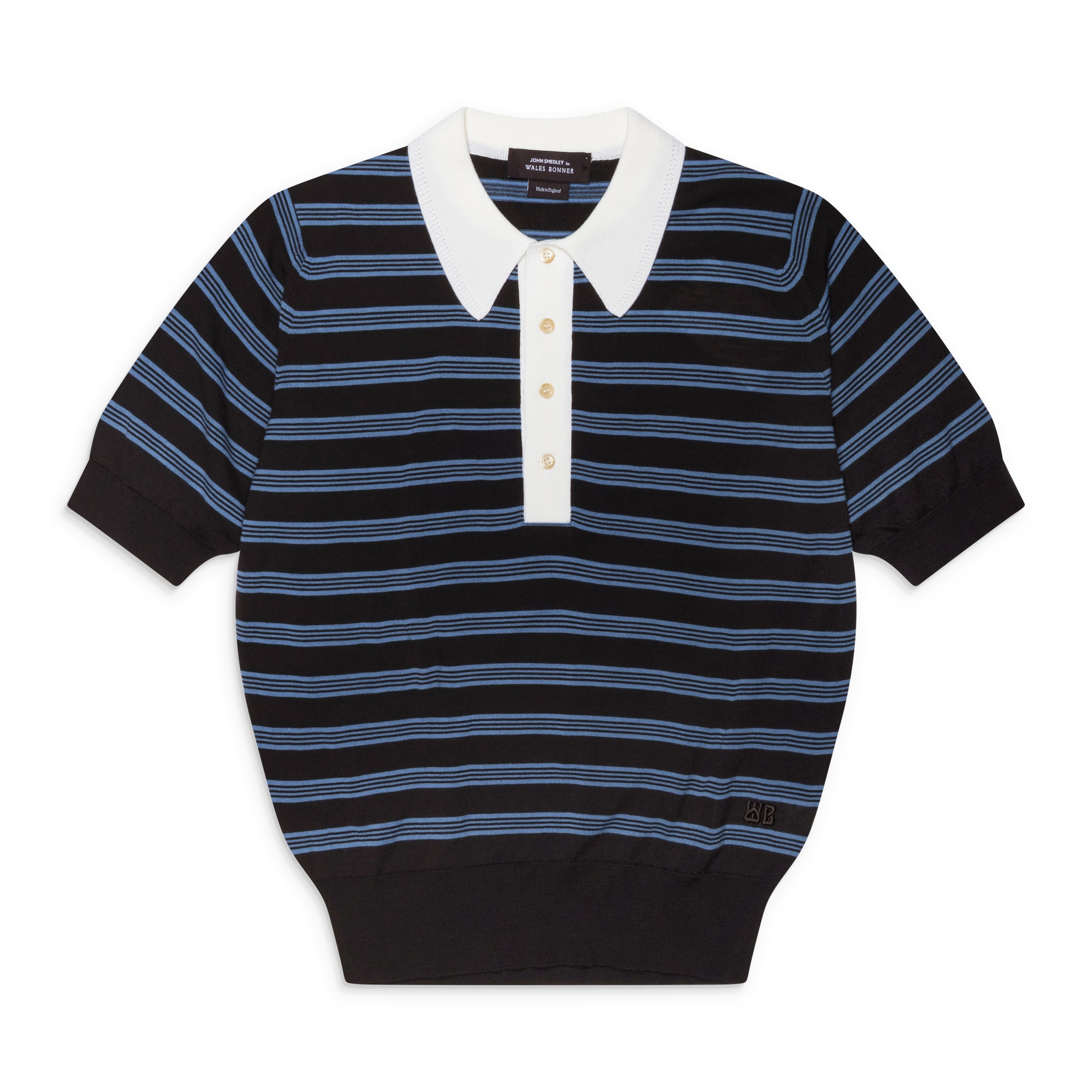 Wales Bonner Brown / Blue John Smedley Breeze Polo