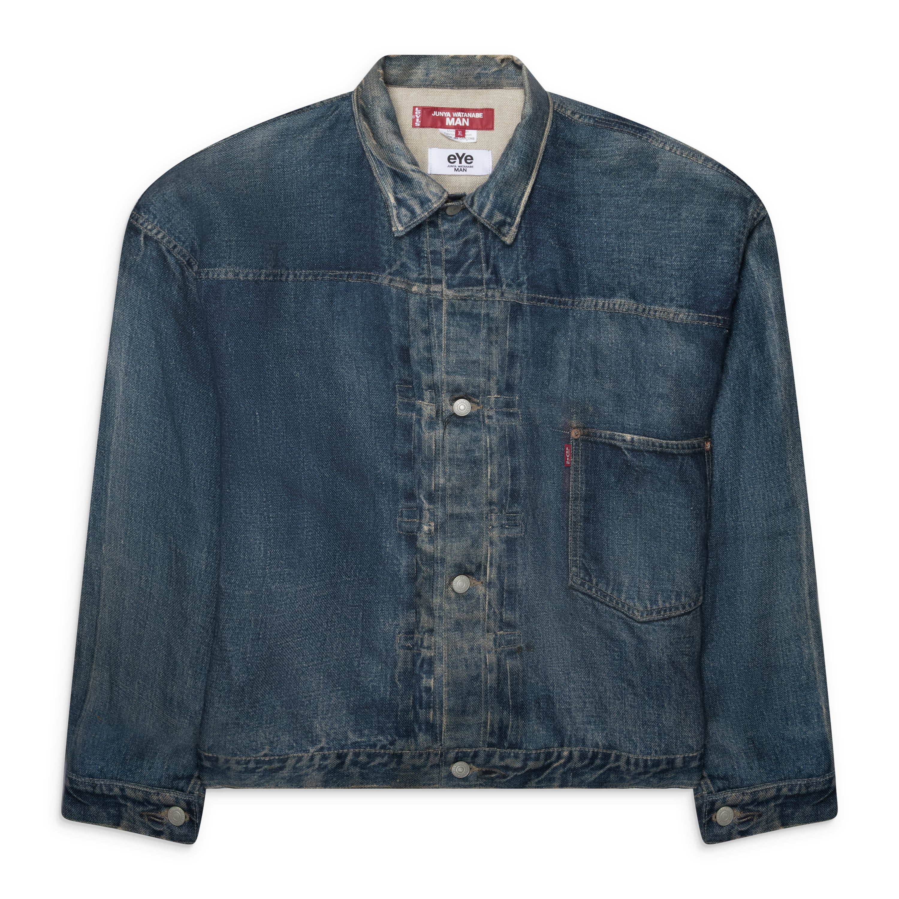 Junya Watanabe Man Levi's Linen Printed Trucker Jacket Blue