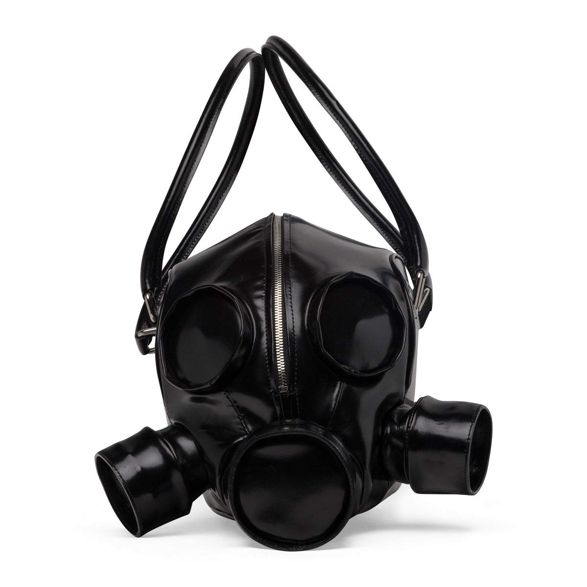Doublet Gas Mask Leather Handbag Black