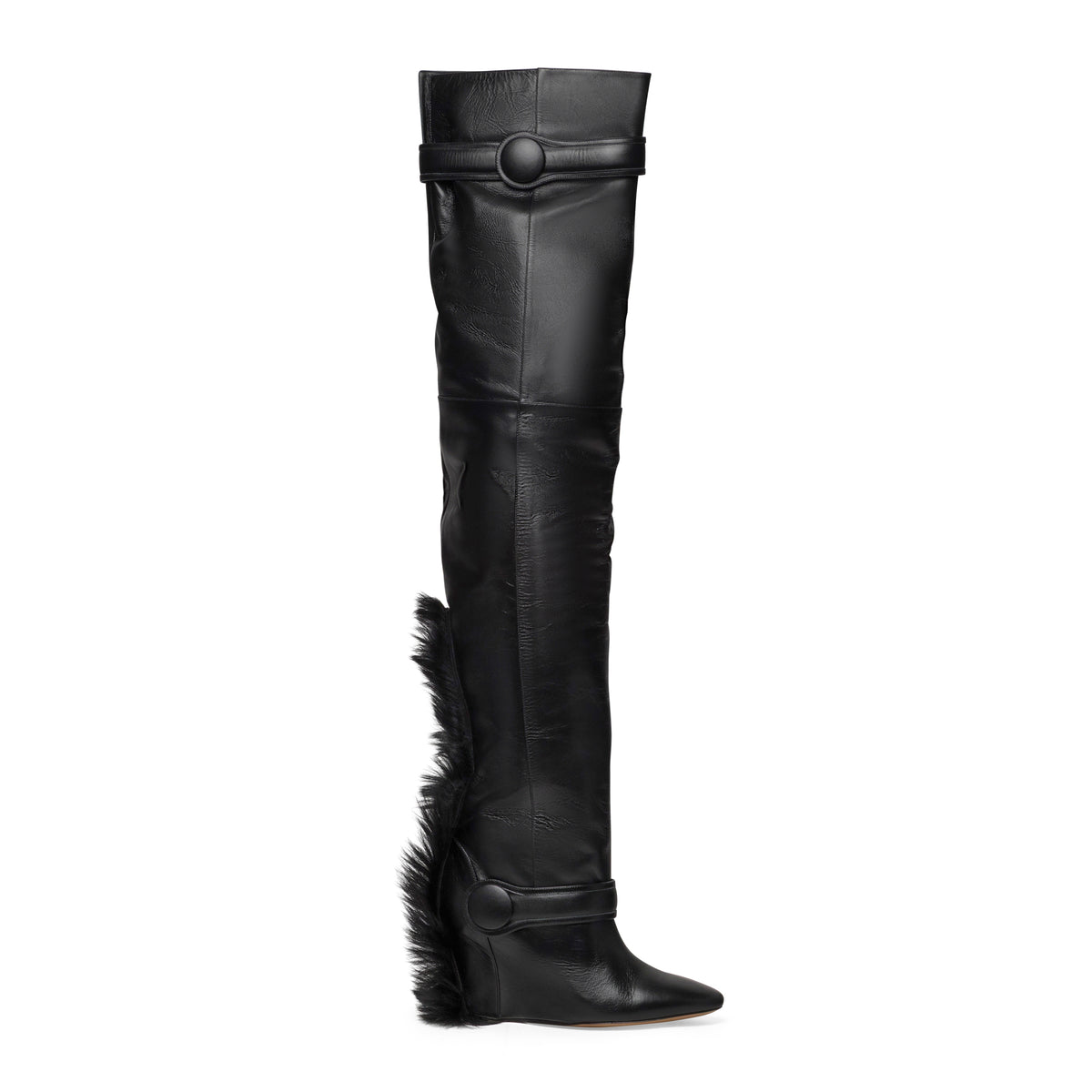 Vaquera Women Mohawk Thigh High Boot Leather Black