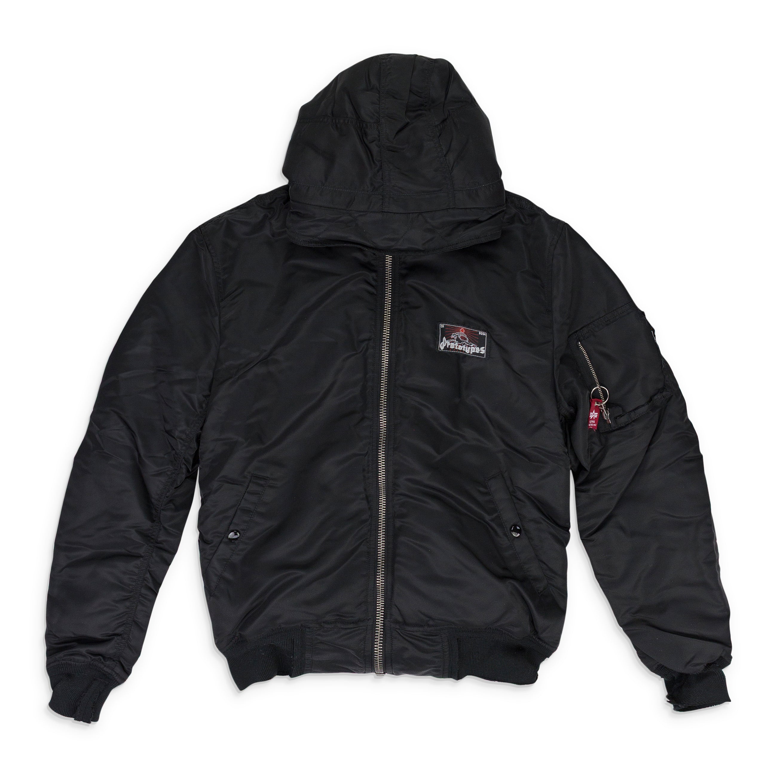 Prototypes Technical Nylon Navy Fixed Hood Bomber Blue