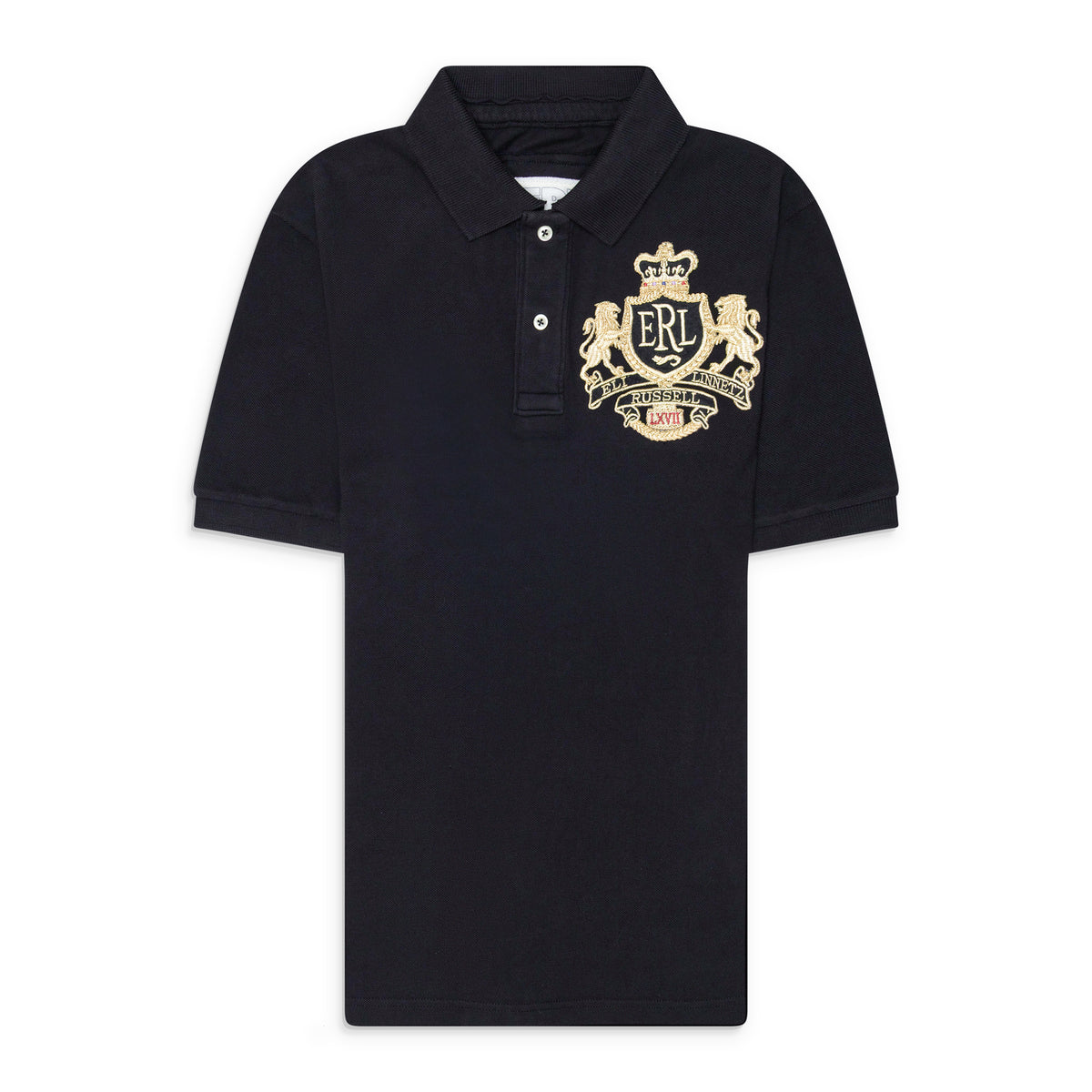 ERL Unisex Crest Polo Tee Knit Black