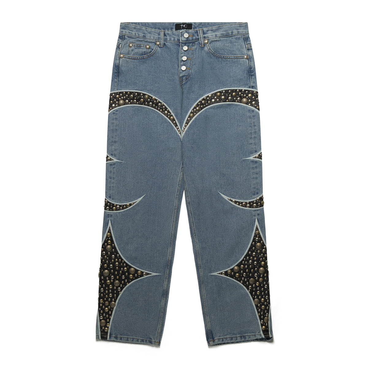 Thug Club Iron Steel Focus Leather Denim Pants Blue
