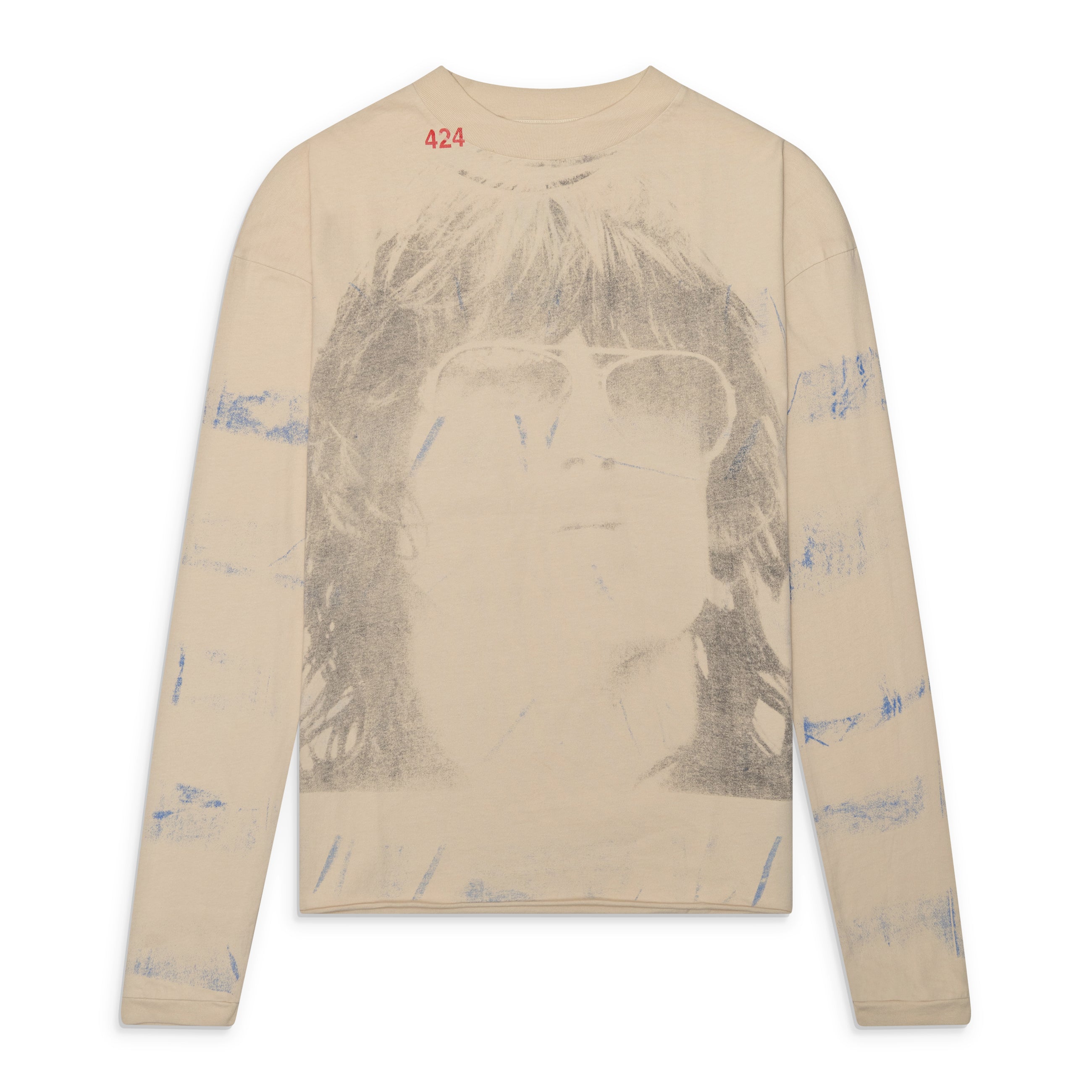 424 Striped Keith Richards Portrait L/S Salt Salt White